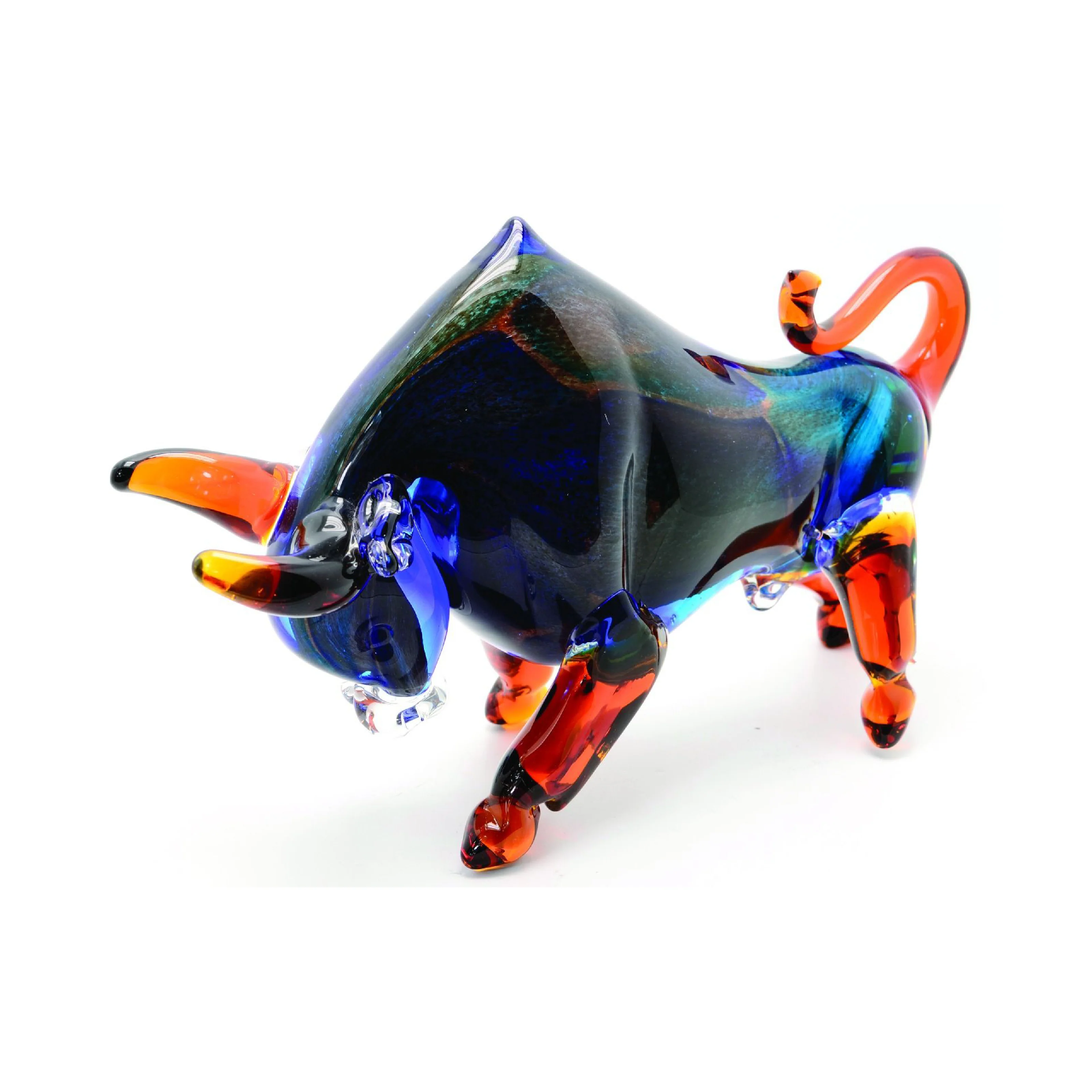 Bull Murano Style Glass Sculpture In Blue - Image 4