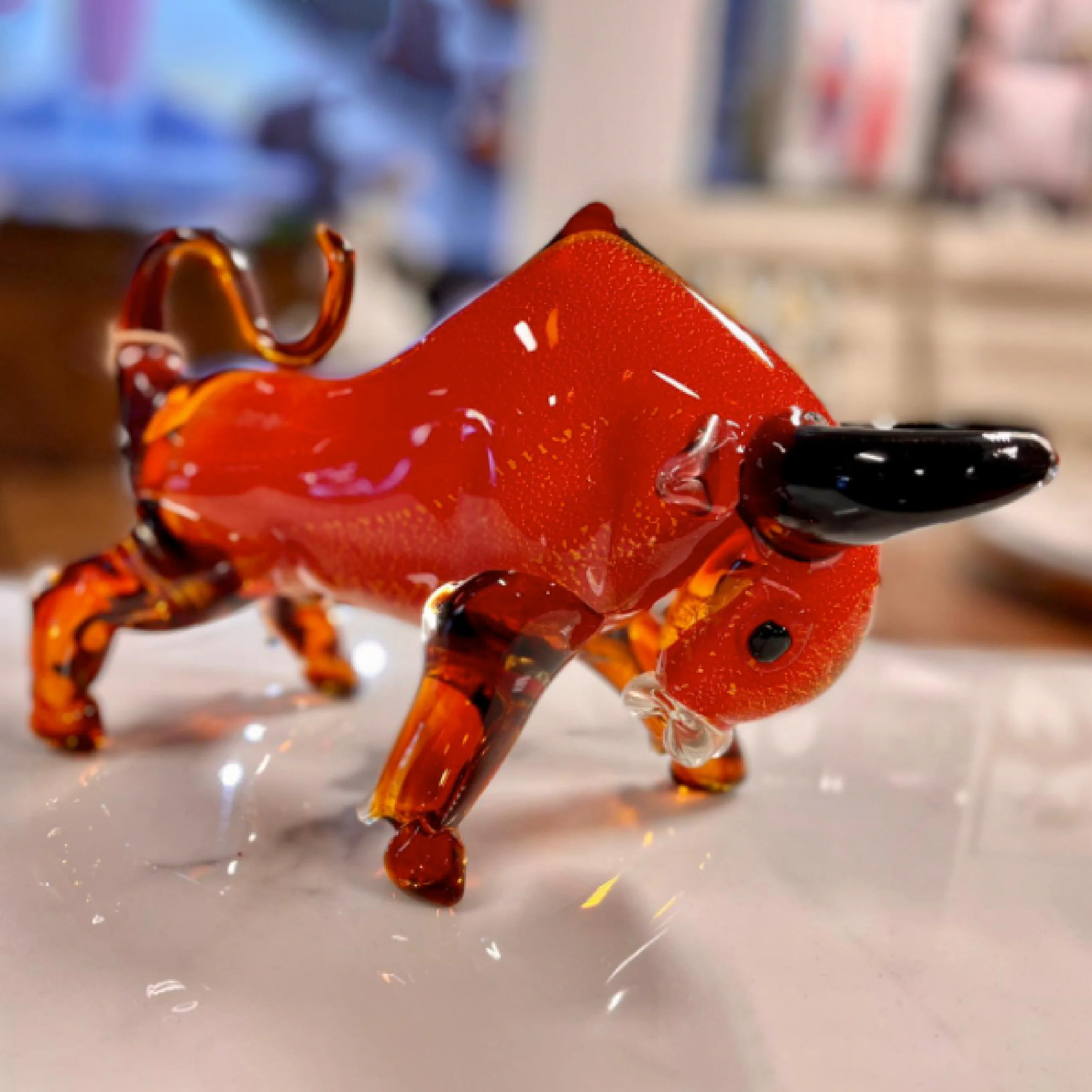 Bull Murano Style Glass in Red - Image 9