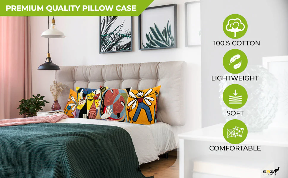 Canvas Two Faced Woman Abstract Cushion Olive color - Image 4