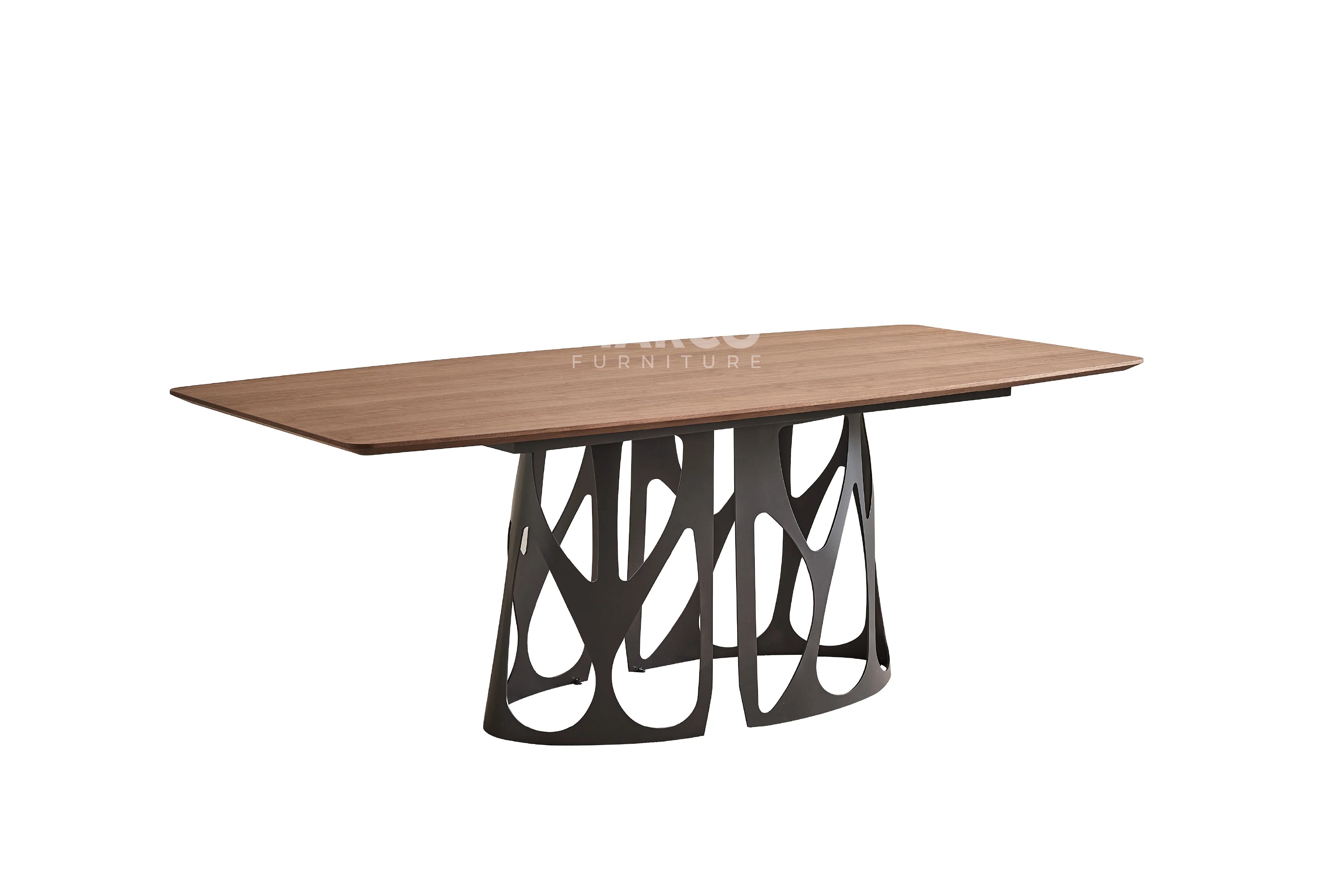 Casper Walnut Dining Table with Black Carbon Steel Base - Image 10