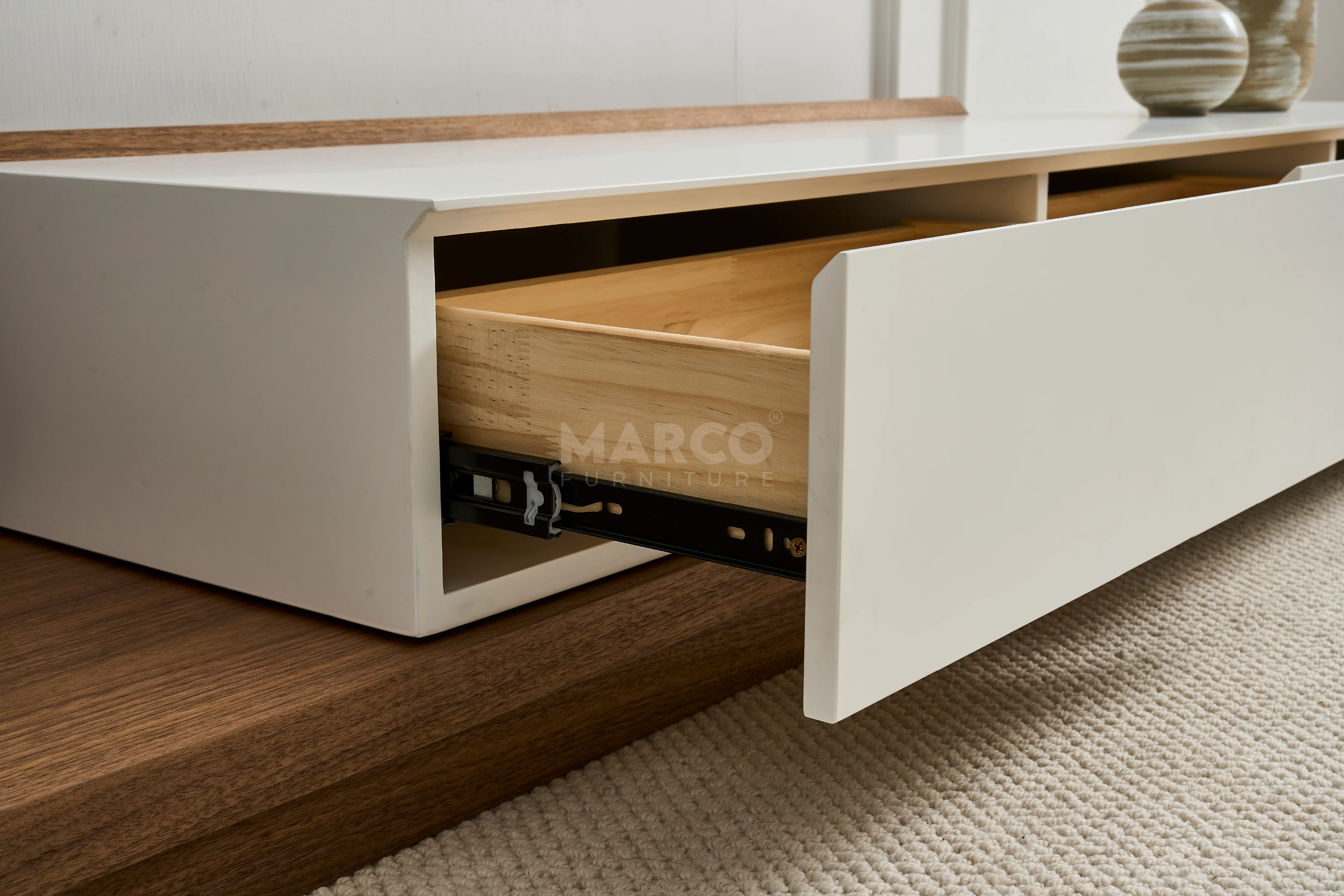 Casper Extendable TV Unit (White & Walnut) - Image 11