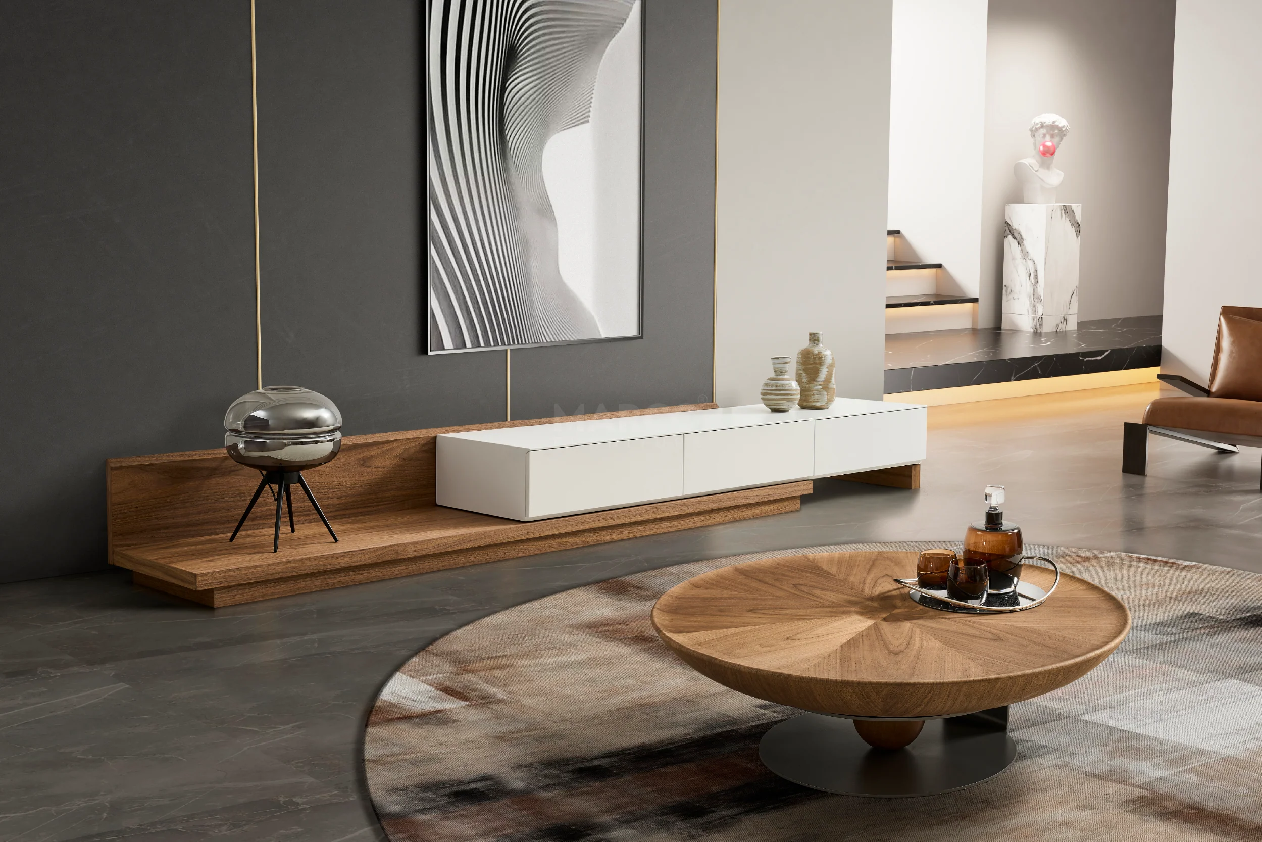 Casper Extendable TV Unit (White & Walnut) - Image 5