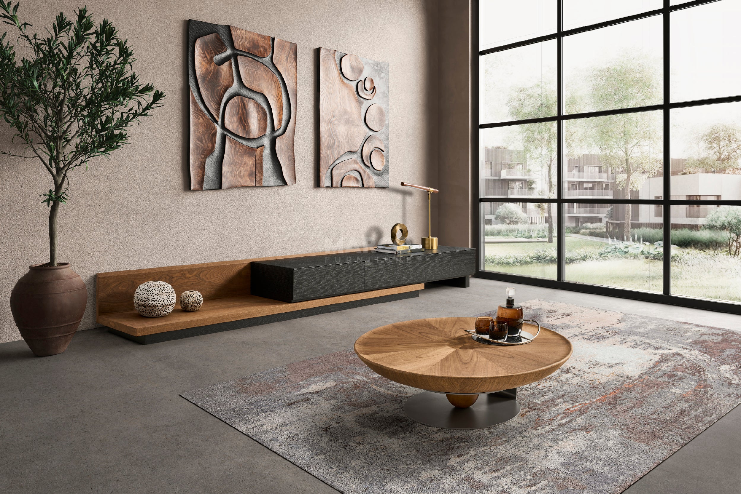Casper Extendable Modern TV Unit (Walnut & Black) - Image 4