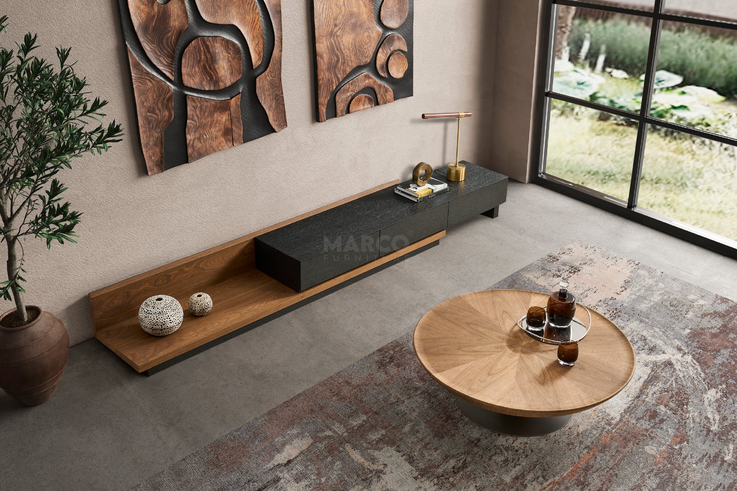 Casper Extendable Modern TV Unit (Walnut & Black) - Image 5