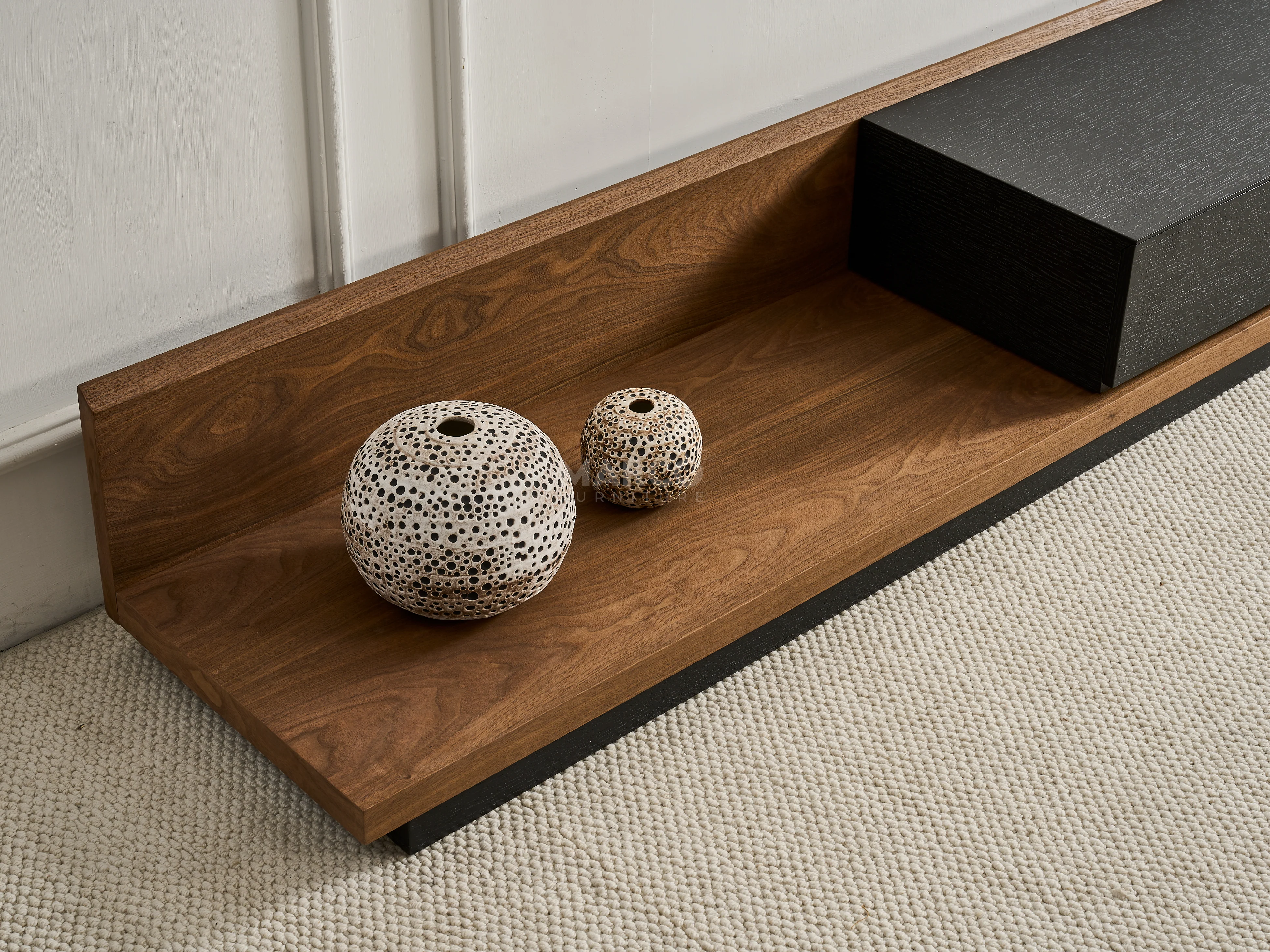 Casper Extendable Modern TV Unit (Walnut & Black) - Image 9