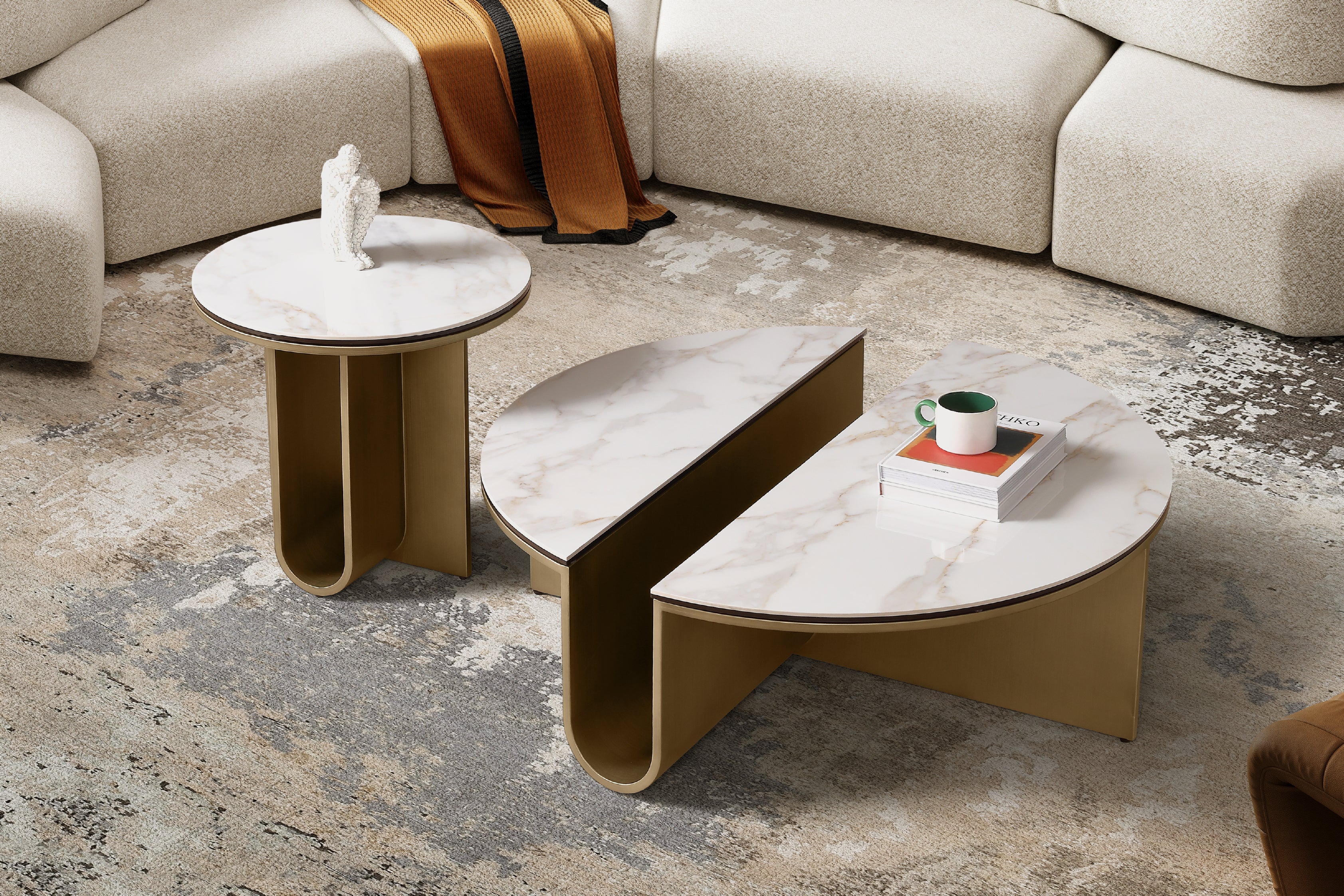 Catalina Sintered Stone Top Designer Coffee Table - Image 3