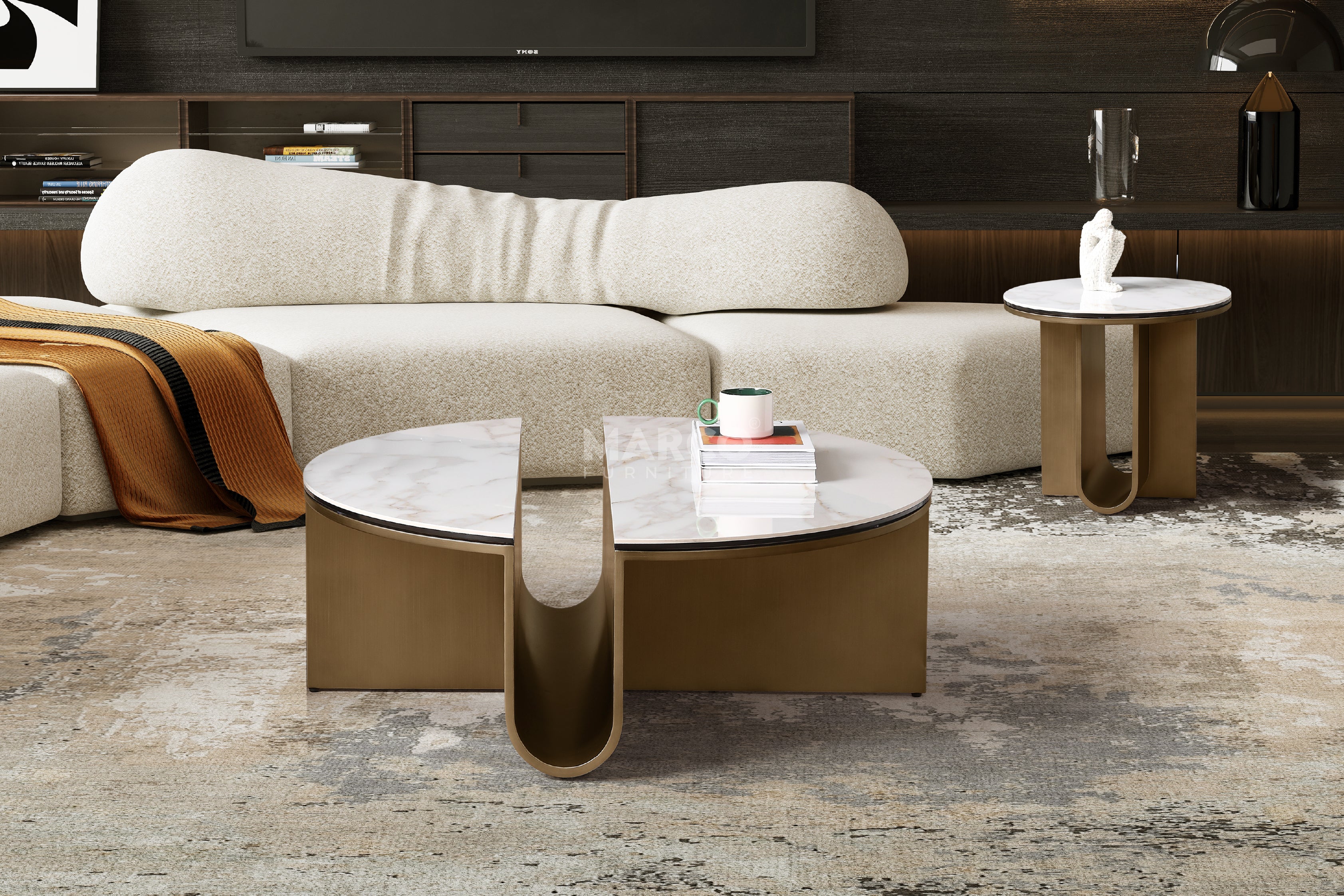Catalina Sintered Stone Top Designer Coffee Table - Image 4
