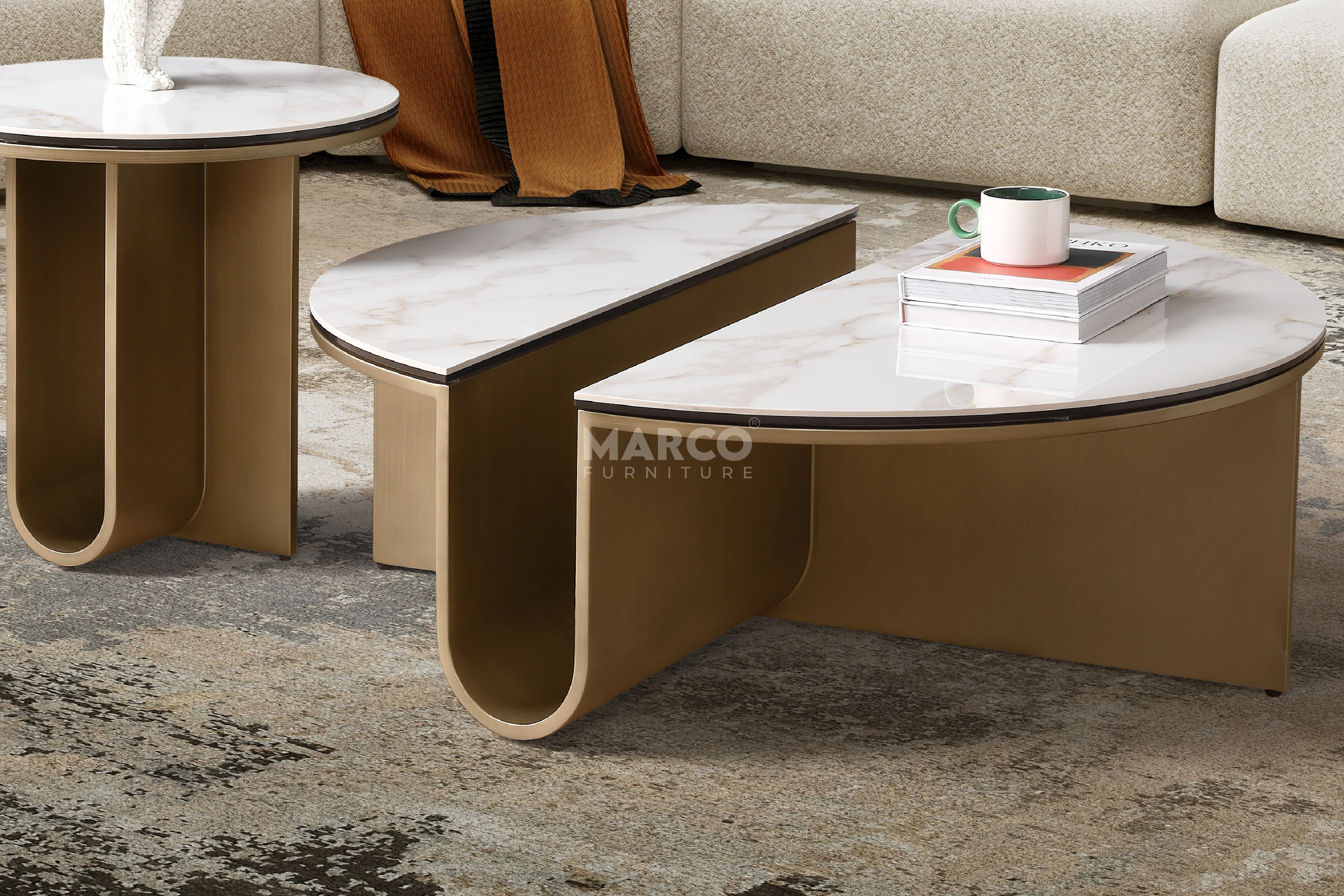 Catalina Sintered Stone Top Designer Coffee Table - Image 5