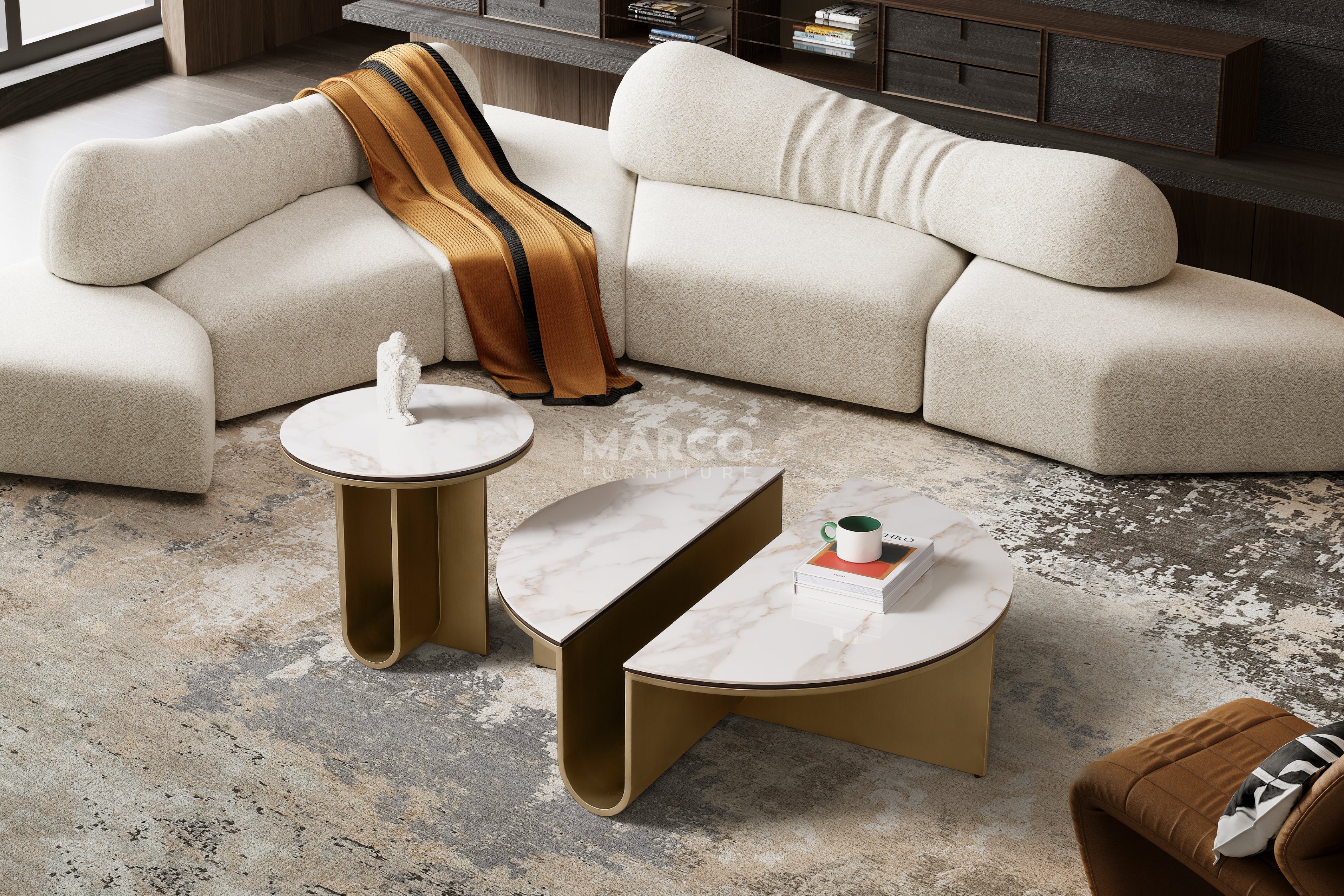 Catalina Sintered Stone Top Designer Coffee Table - Image 7