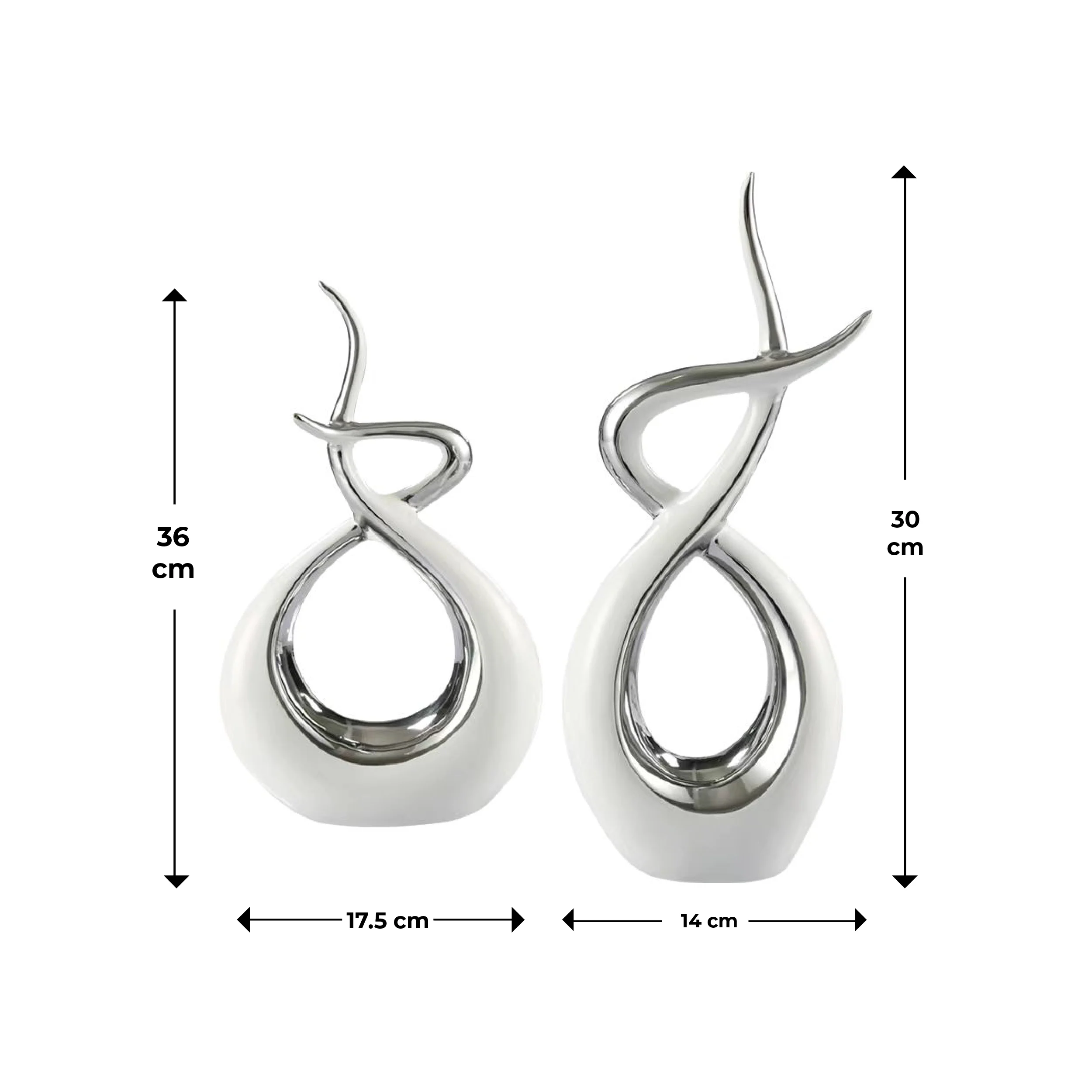 Ceramic Flame Sculpture White & Silver - Image 5