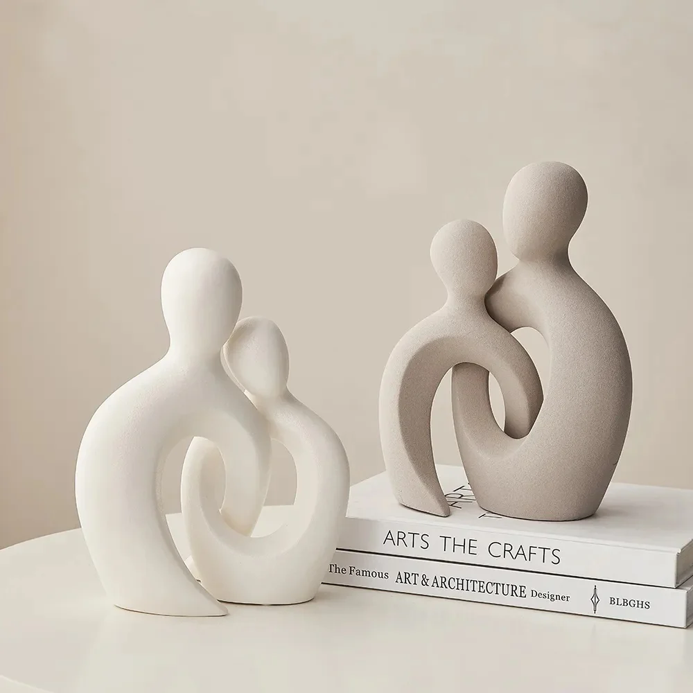 Romantic Couple Ceramic Vase in White Color (2pc) - Image 11
