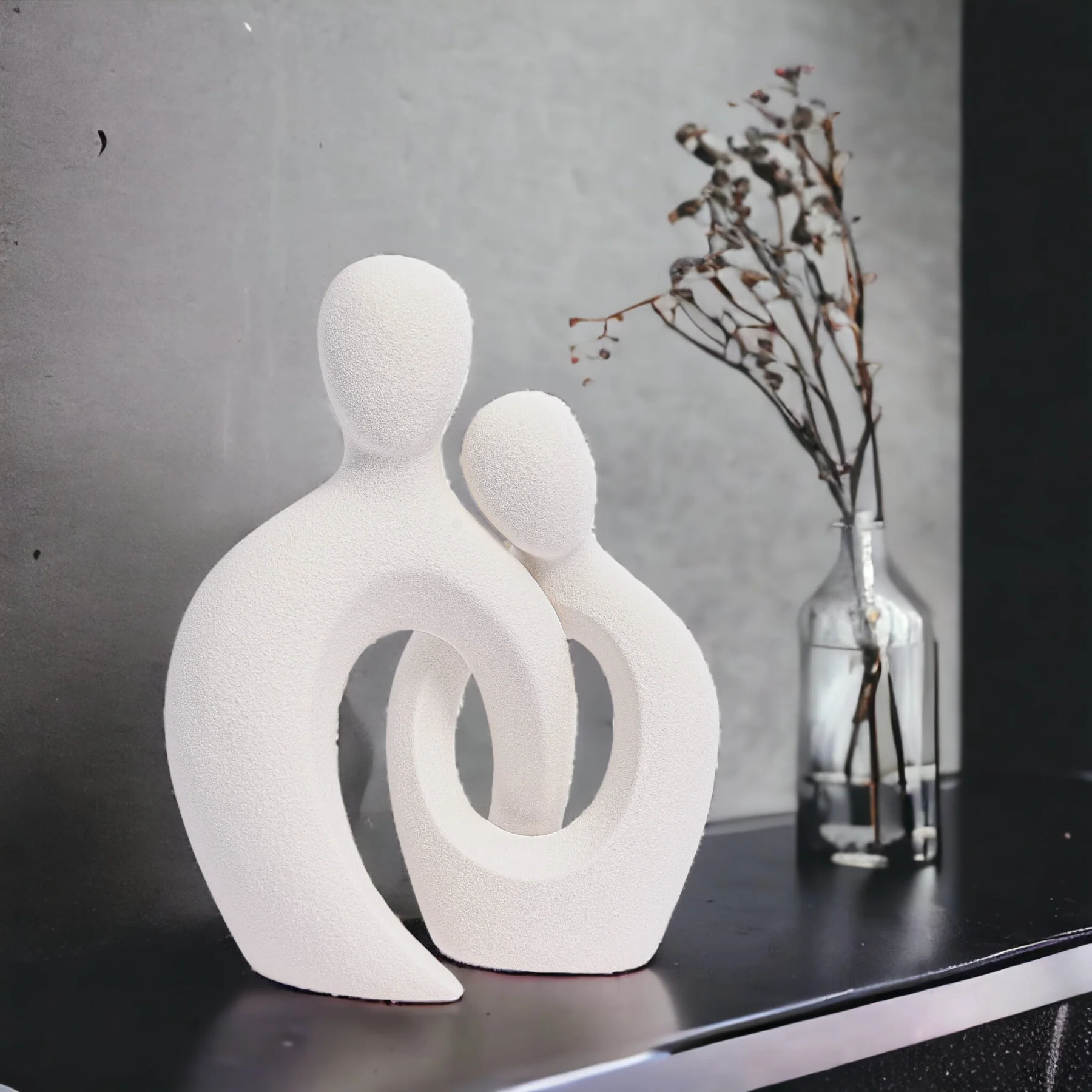 Romantic Couple Ceramic Vase in White Color (2pc) - Image 6