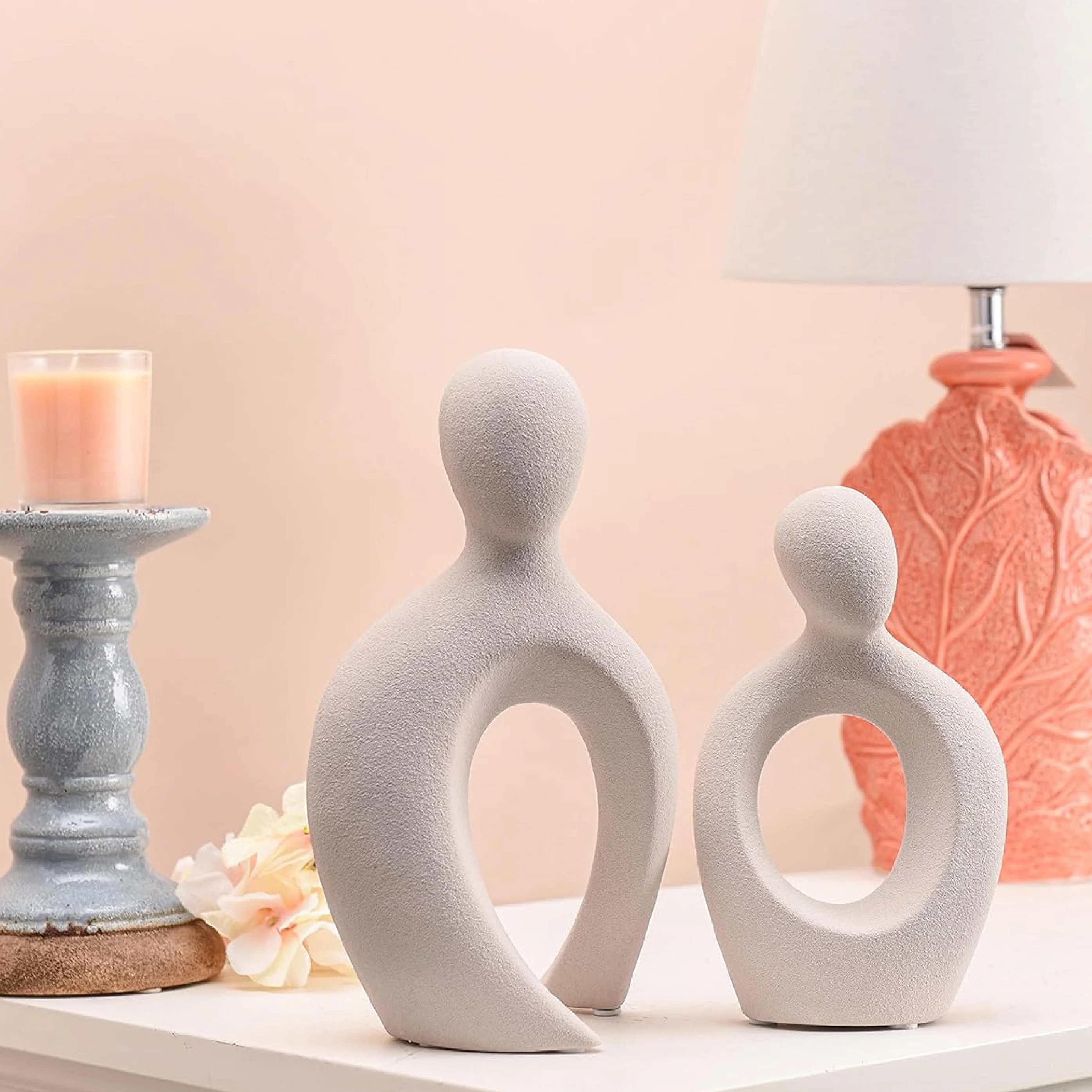 Romantic Couple Ceramic Vase in White Color (2pc) - Image 8