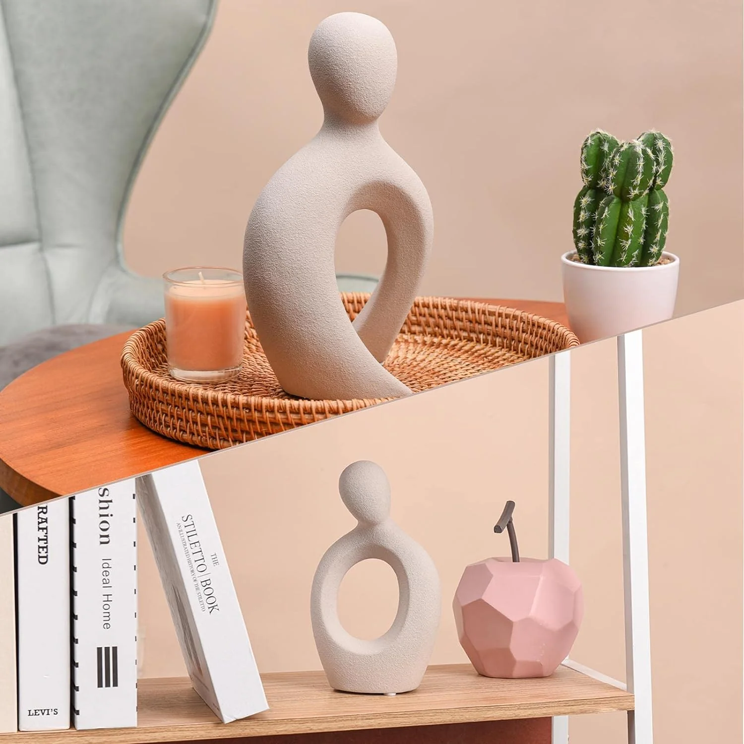 Romantic Couple Ceramic Vase in Grey Color (2pc) - Image 5