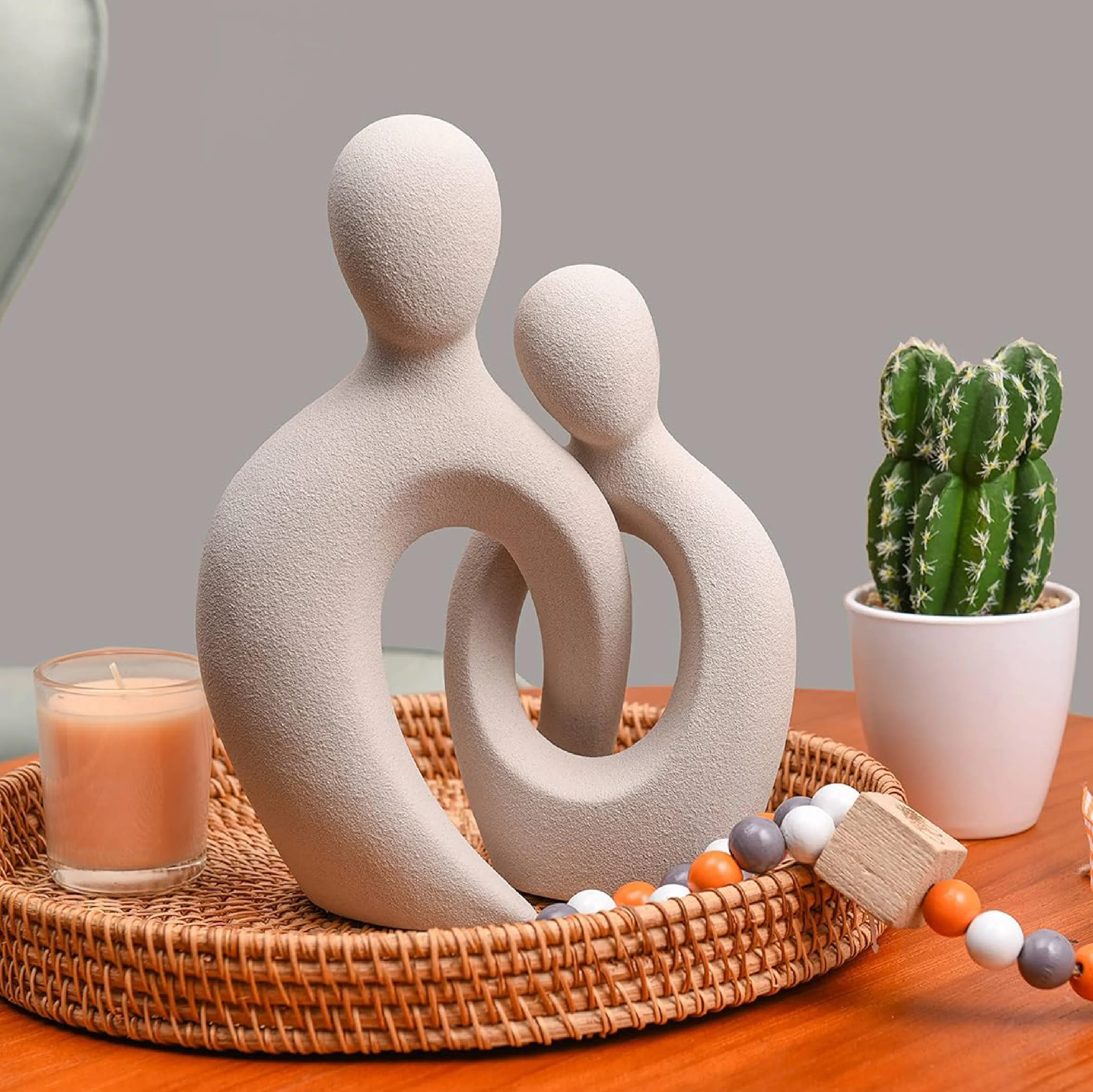 Romantic Couple Ceramic Vase in White Color (2pc) - Image 9