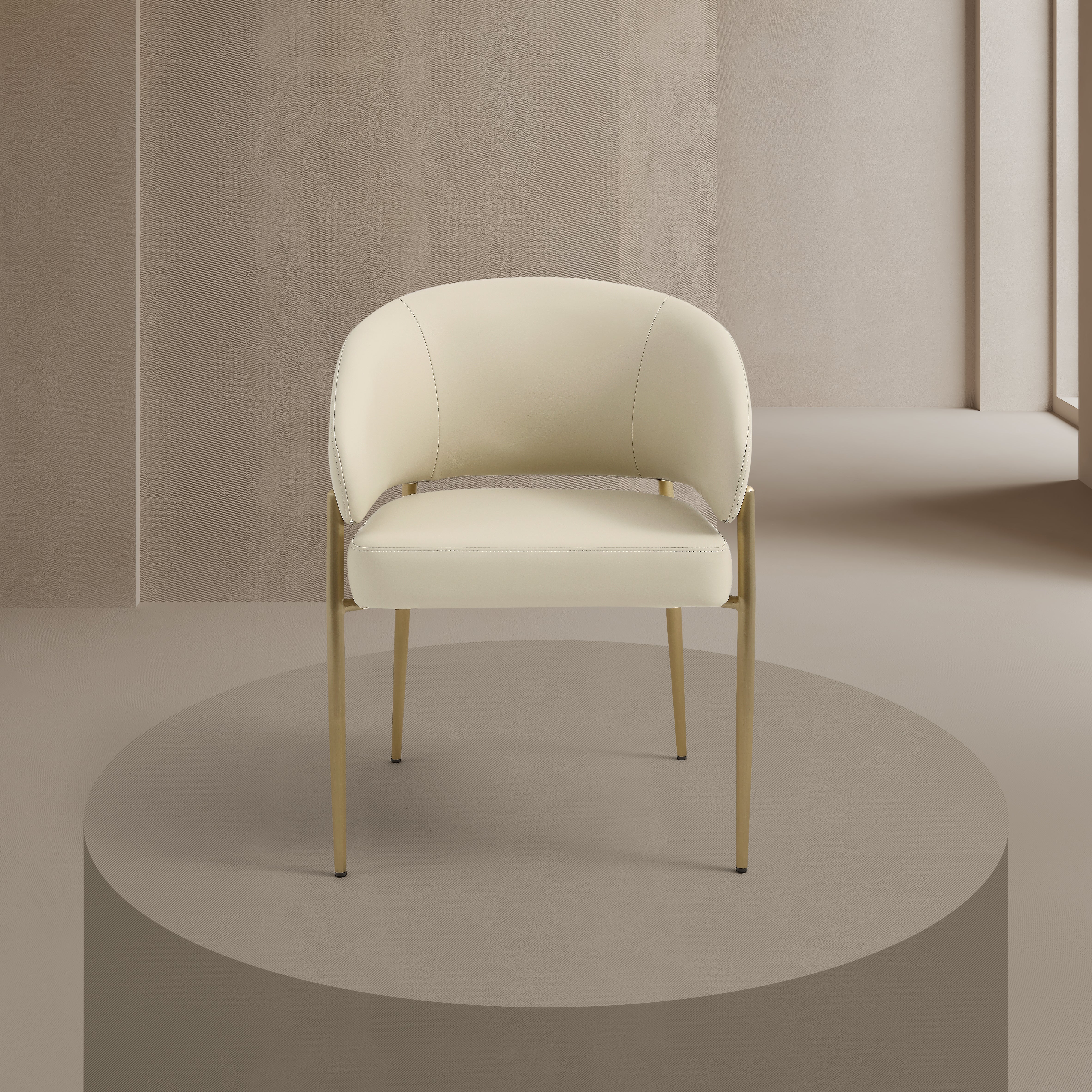 Chloe Curved Back Cream Leather Dining Chair - Image 2