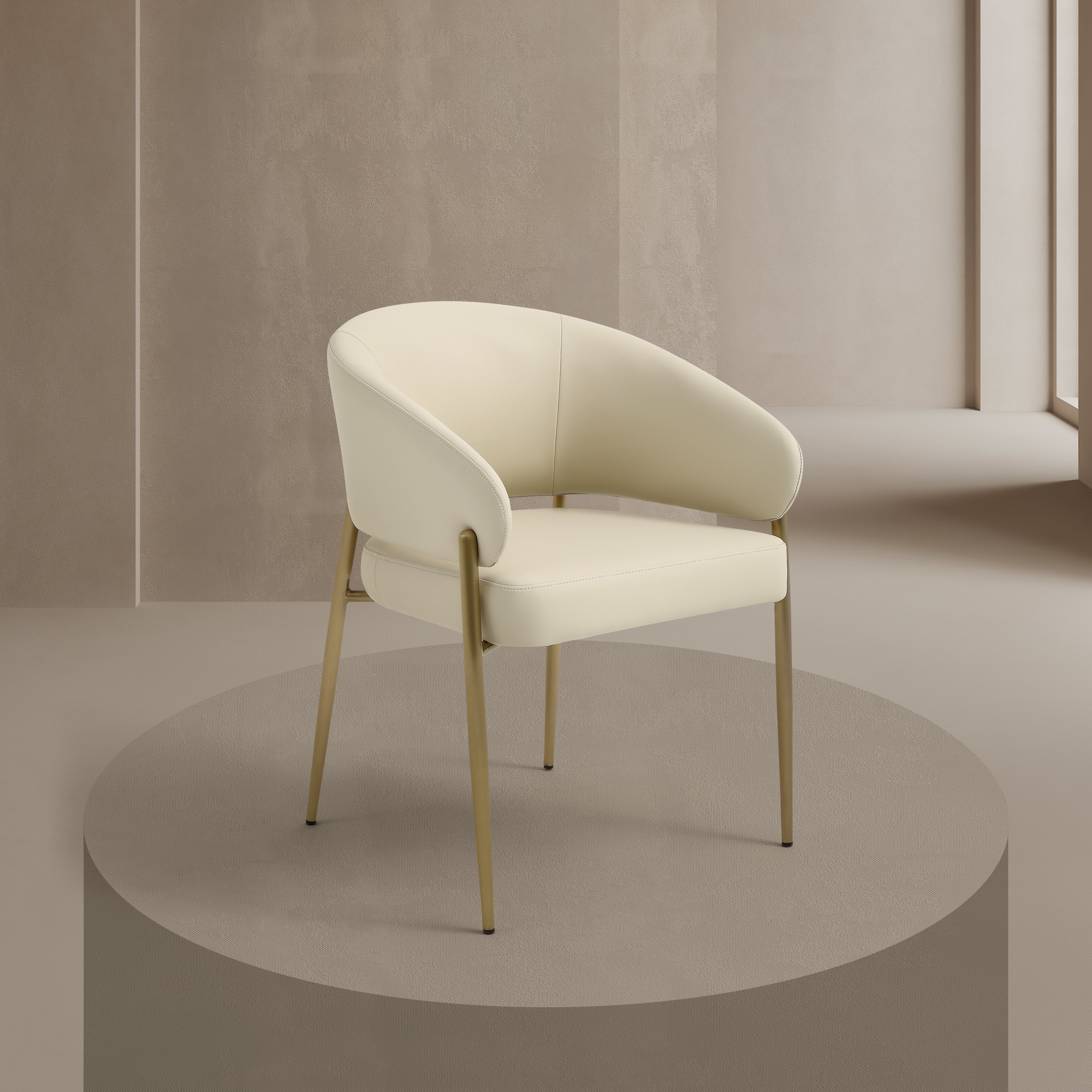 Chloe Curved Back Cream Leather Dining Chair - Image 3