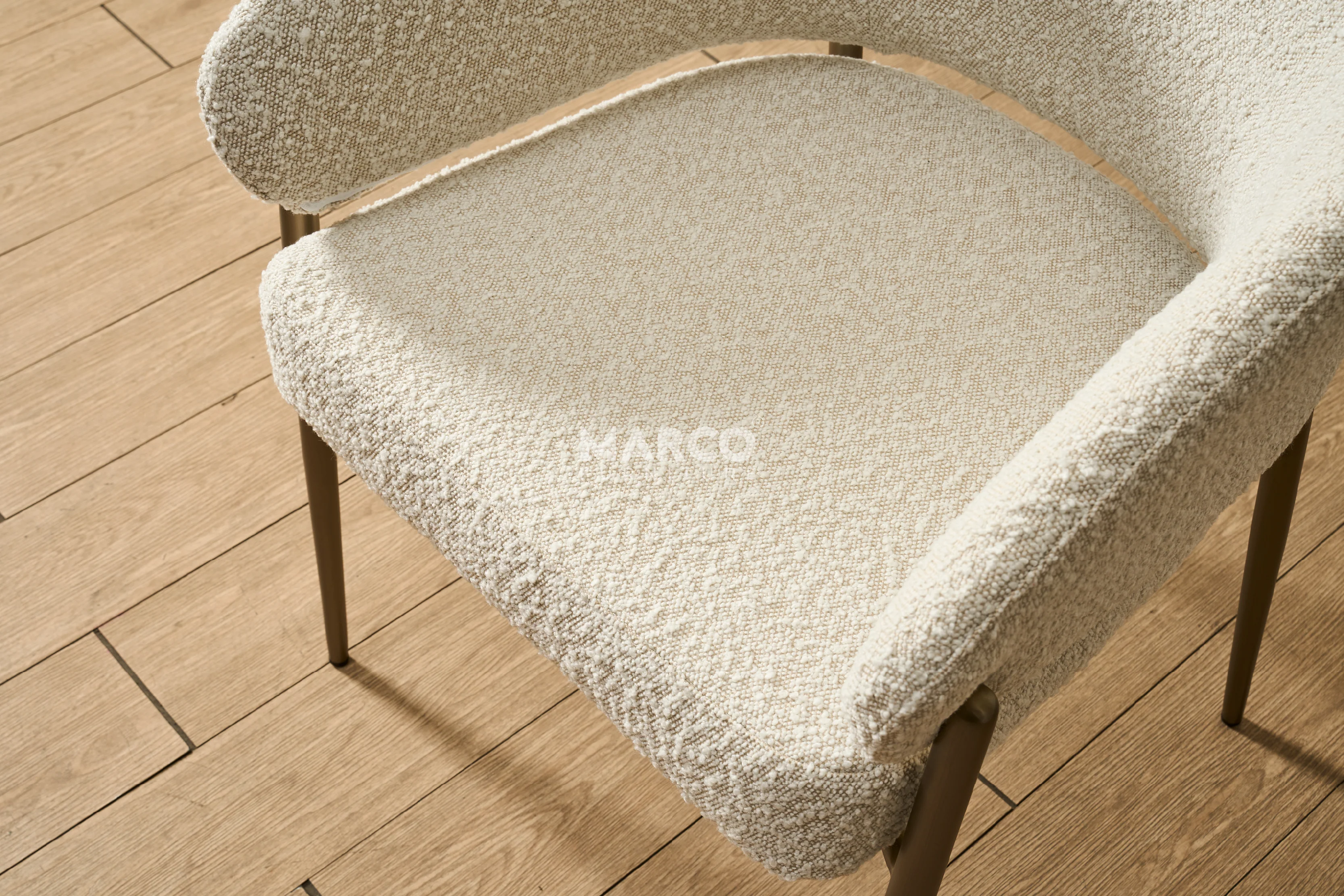 Chloe Boucle Dining Chair – Curved Back with Steel Legs - Image 6