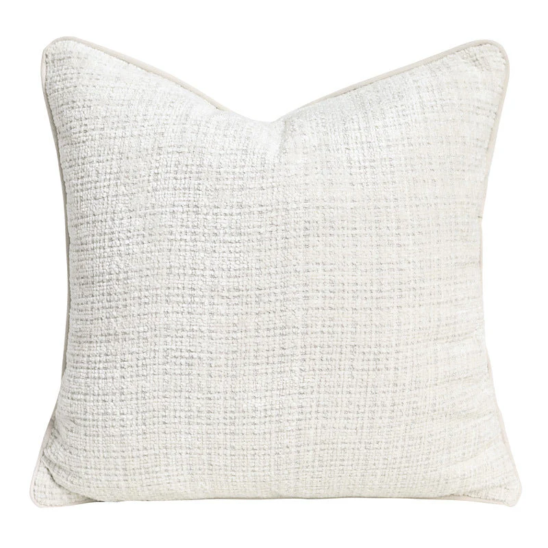 Silken White Textured Woven Feather-Filled Cushion - Image 2