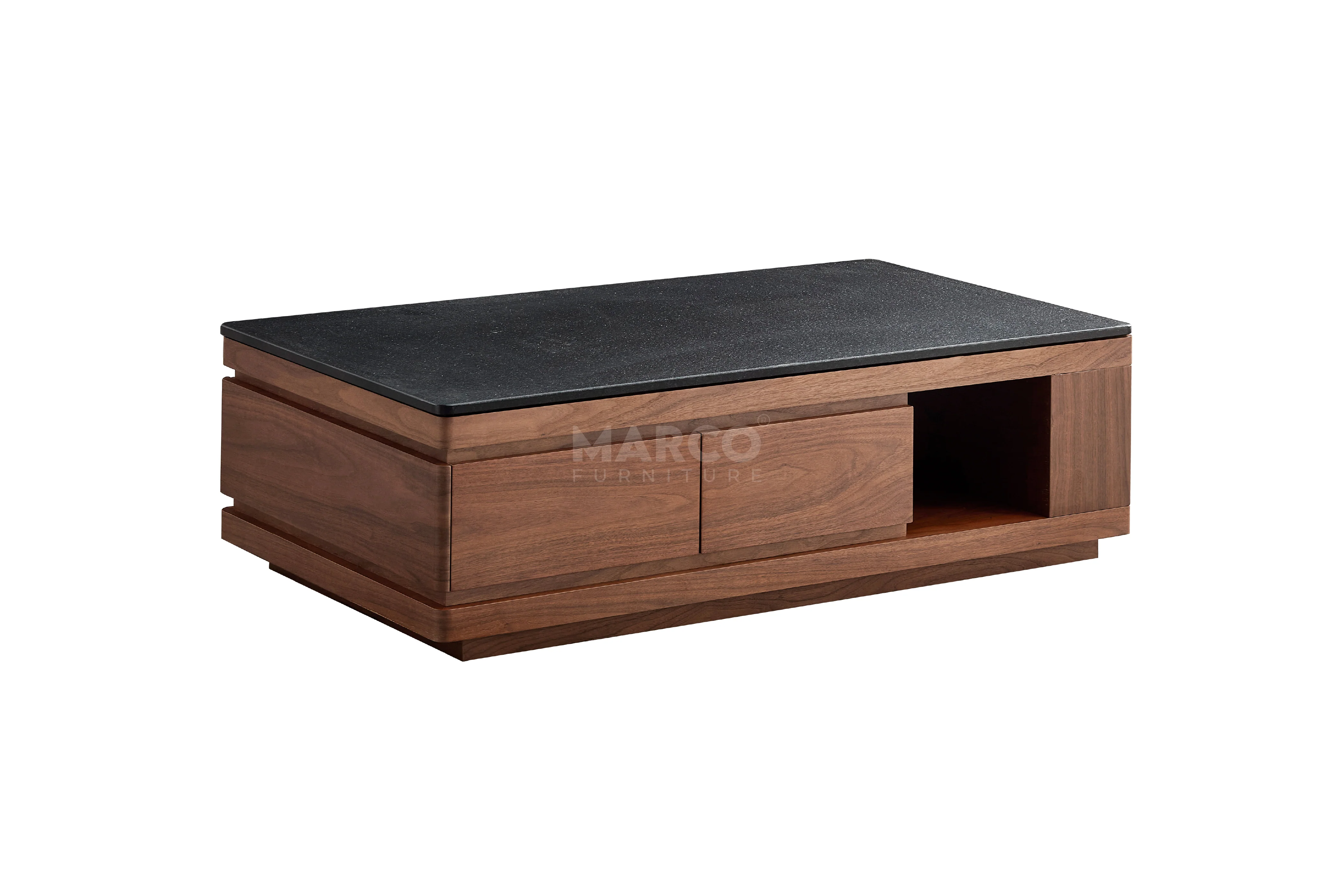 Coco Coffee Table with Black Burnt Stone Top and Storage - Image 7