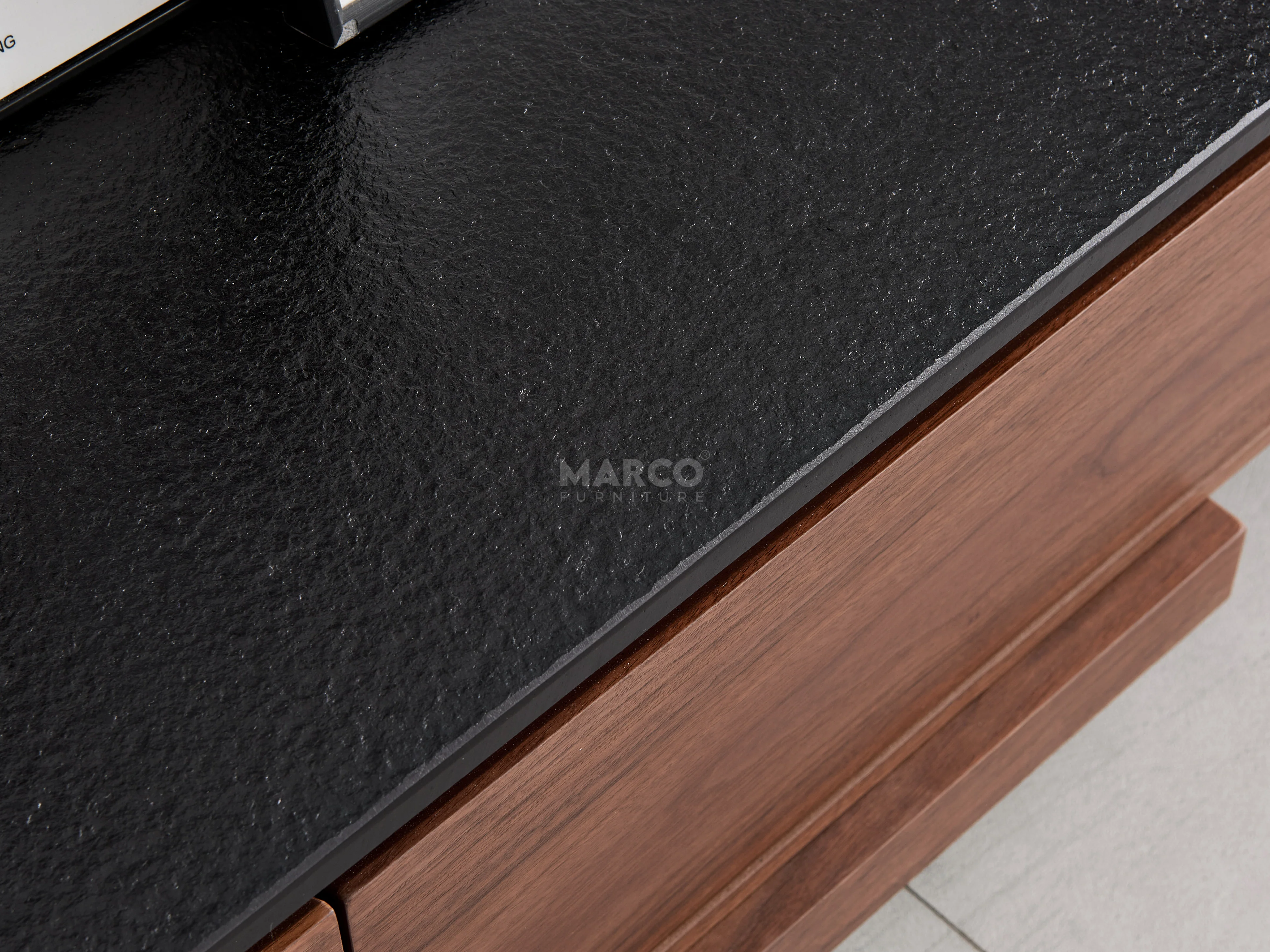 Coco Extendable TV Unit with Black Burnt Stone Top - Image 7