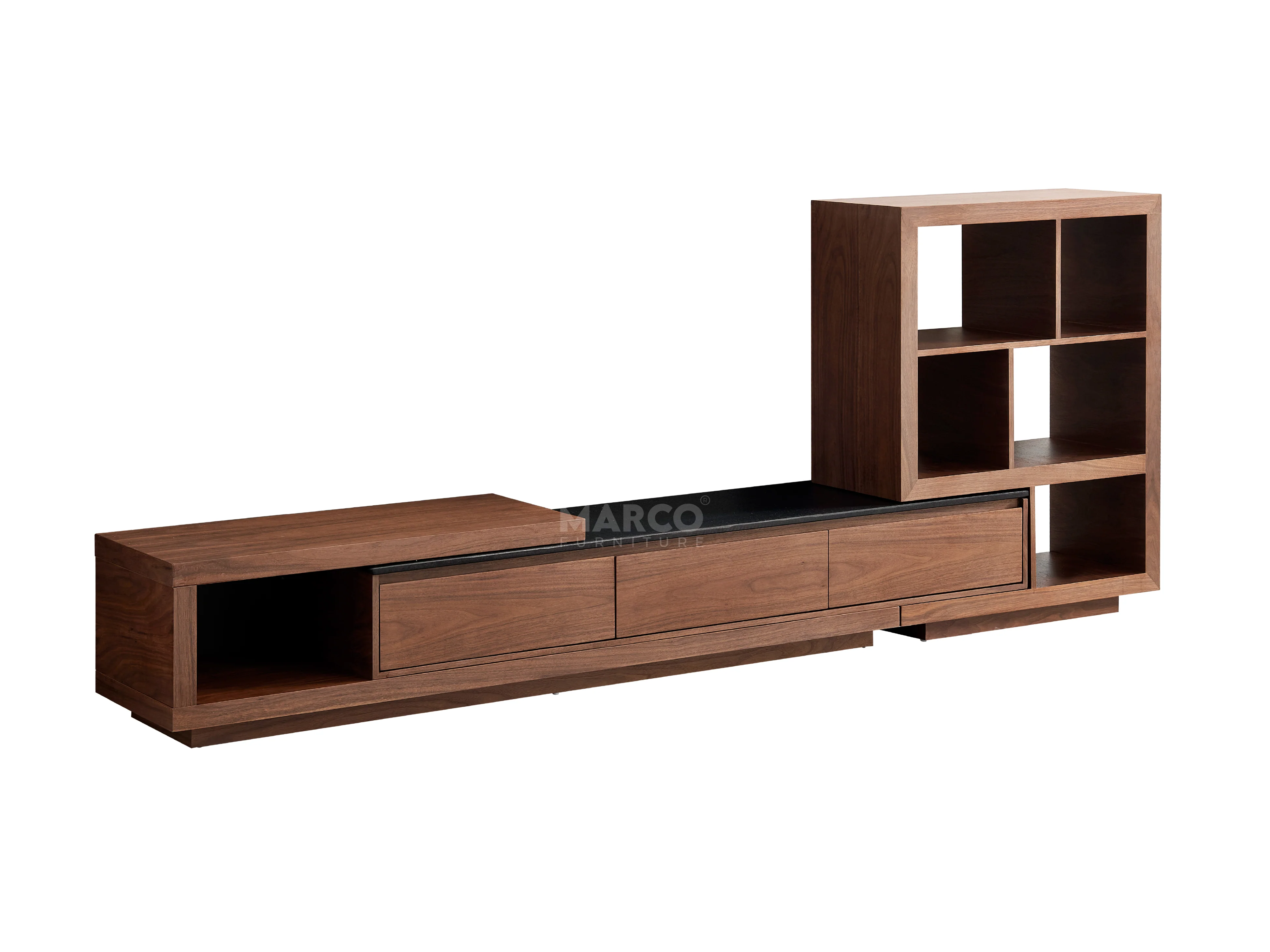 Coco Extendable TV Unit with Black Burnt Stone Top - Image 9