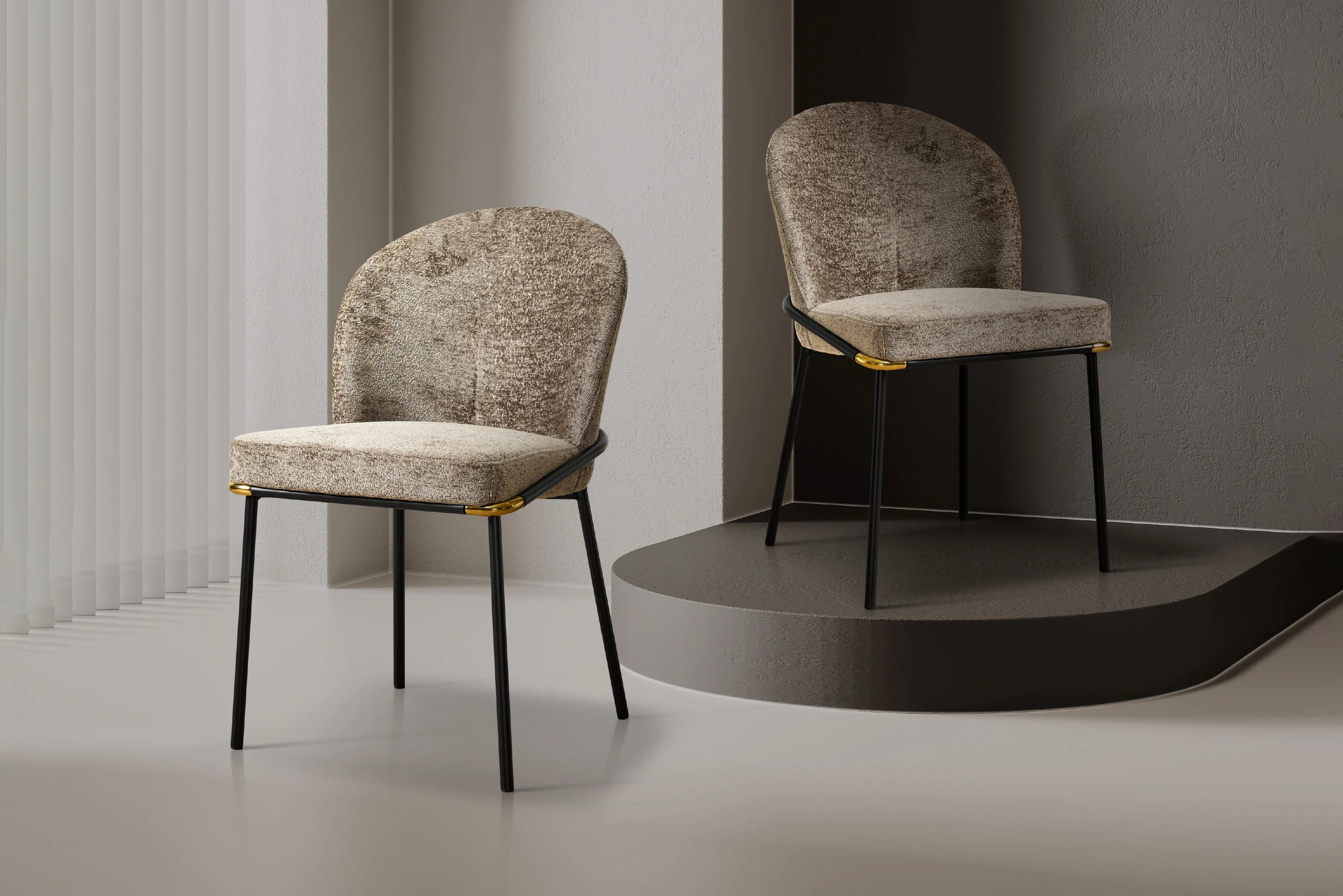 Cooper Boucle Dining Chair – Plush Upholstery with Gold Details