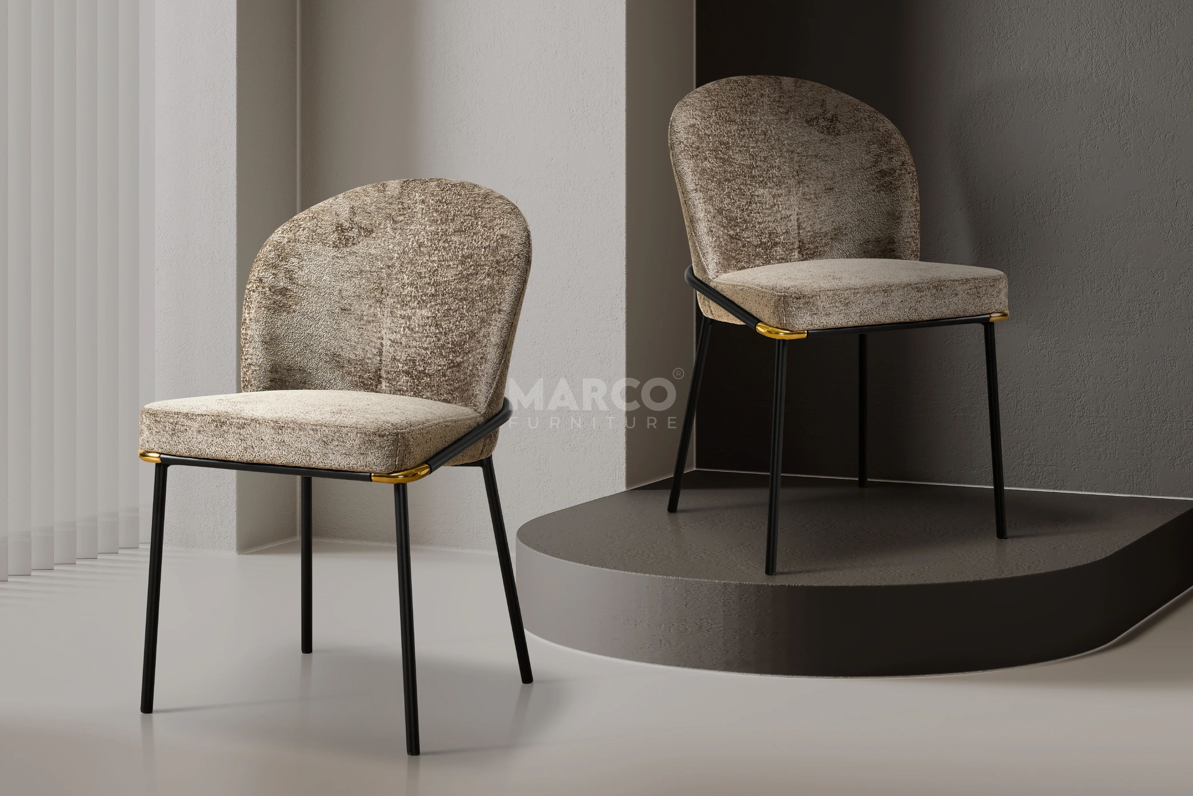 Cooper Boucle Dining Chair – Plush Upholstery with Gold Details - Image 6