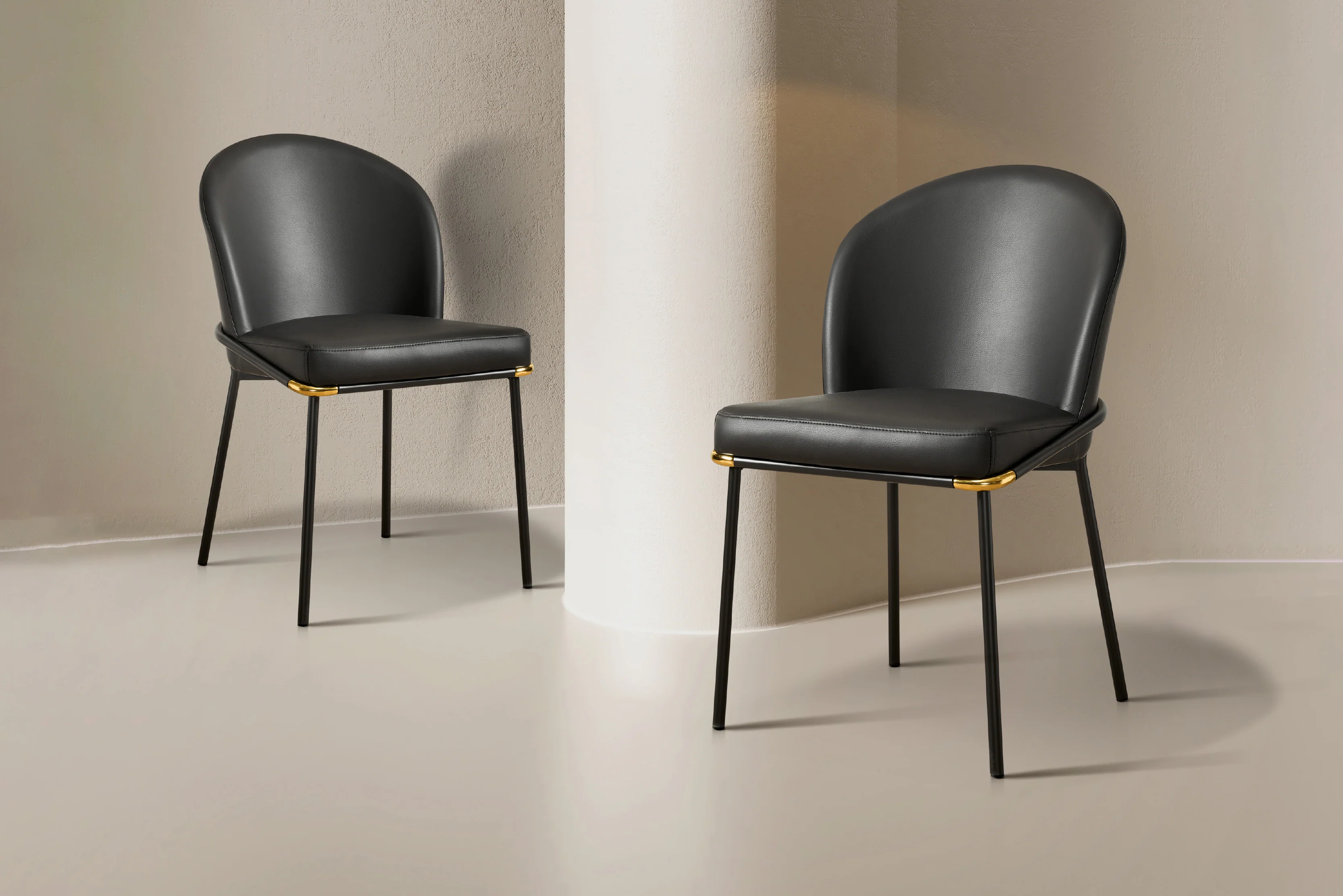 Cooper Armless Leather Dining Chair – Modern Black Chair with Metal Legs