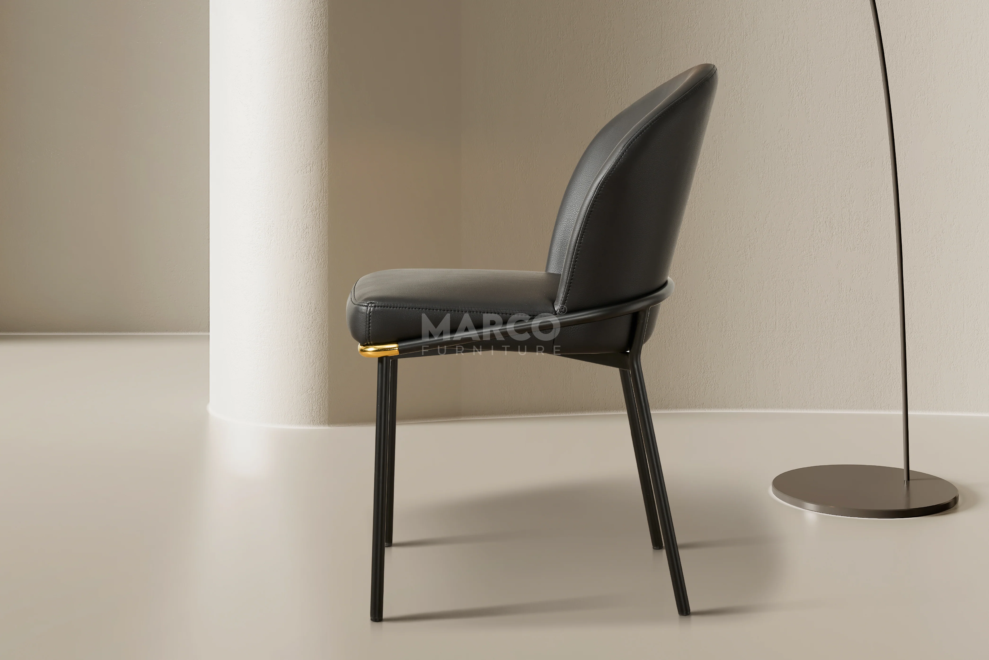 Cooper Armless Leather Dining Chair – Modern Black Chair with Metal Legs - Image 4