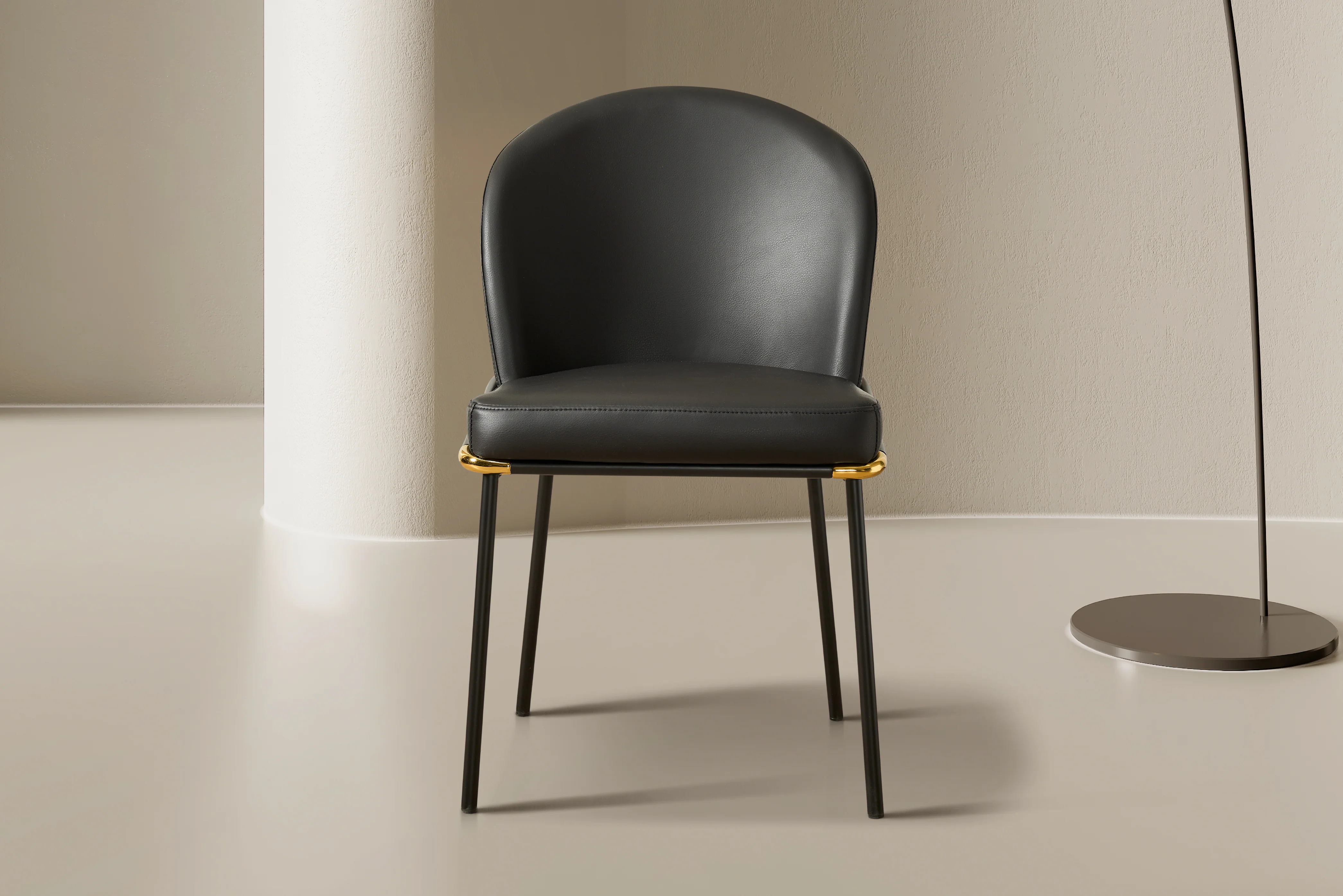 Cooper Armless Leather Dining Chair – Modern Black Chair with Metal Legs - Image 5