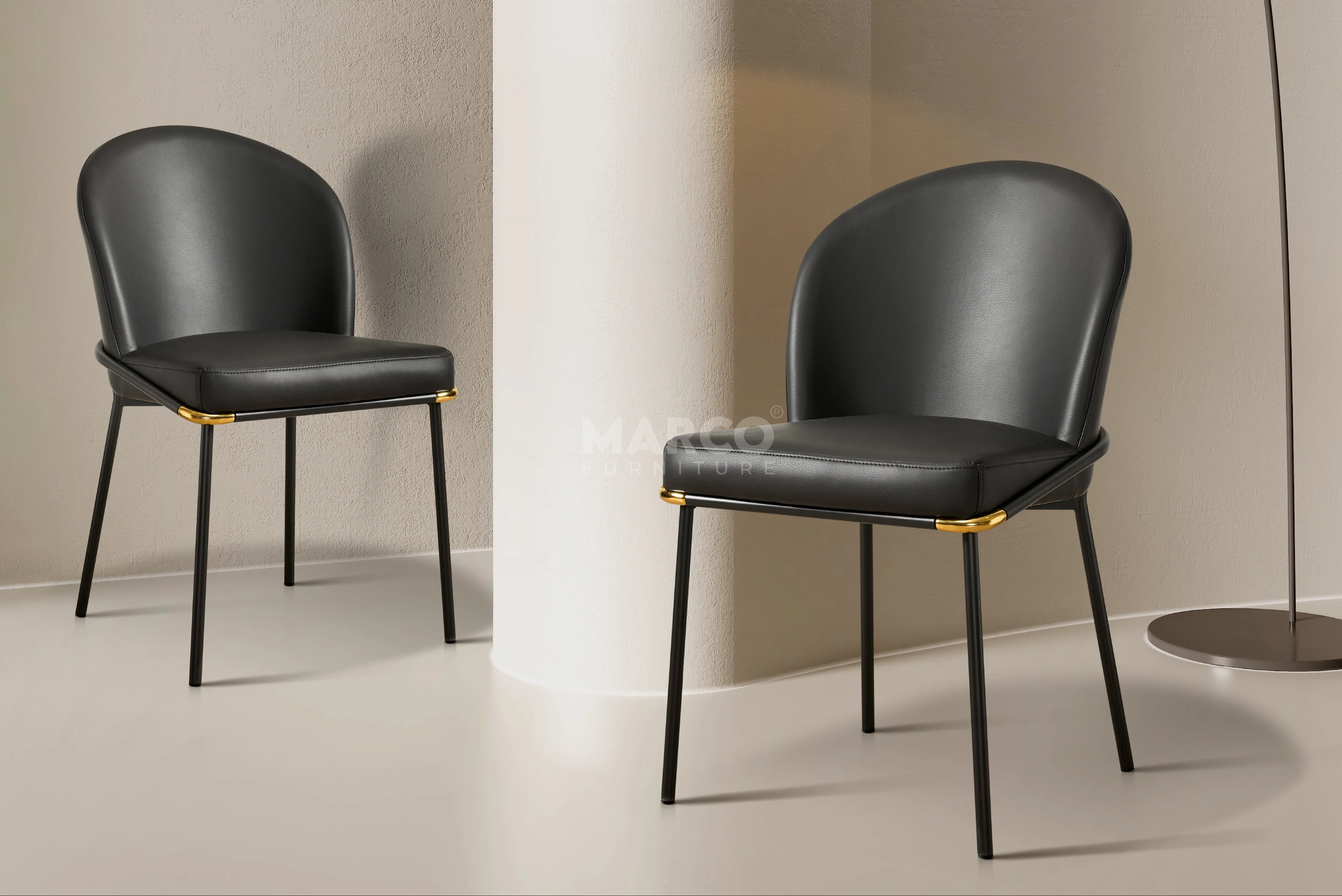 Cooper Armless Leather Dining Chair – Modern Black Chair with Metal Legs - Image 7
