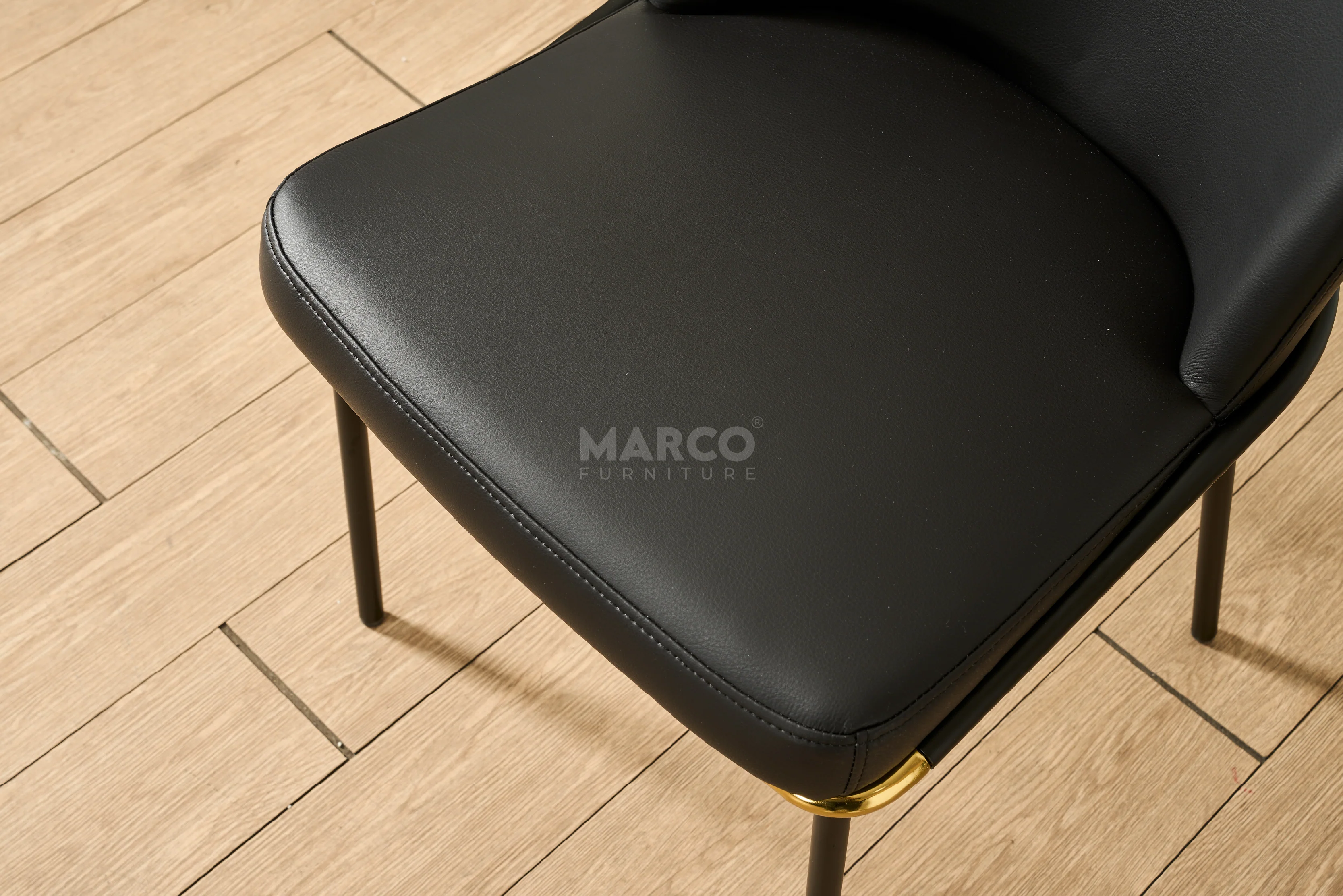 Cooper Armless Leather Dining Chair – Modern Black Chair with Metal Legs - Image 8