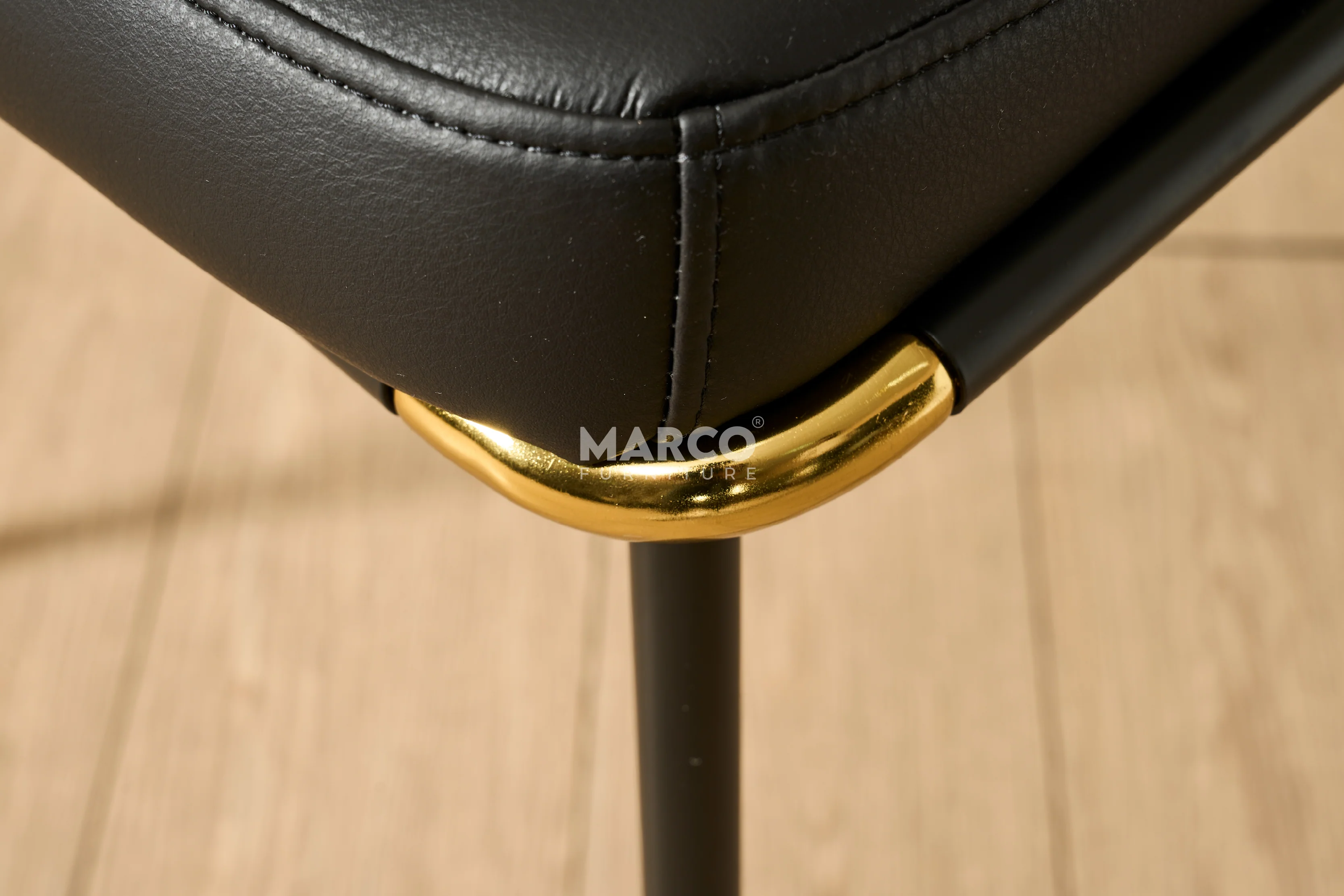 Cooper Armless Leather Dining Chair – Modern Black Chair with Metal Legs - Image 9