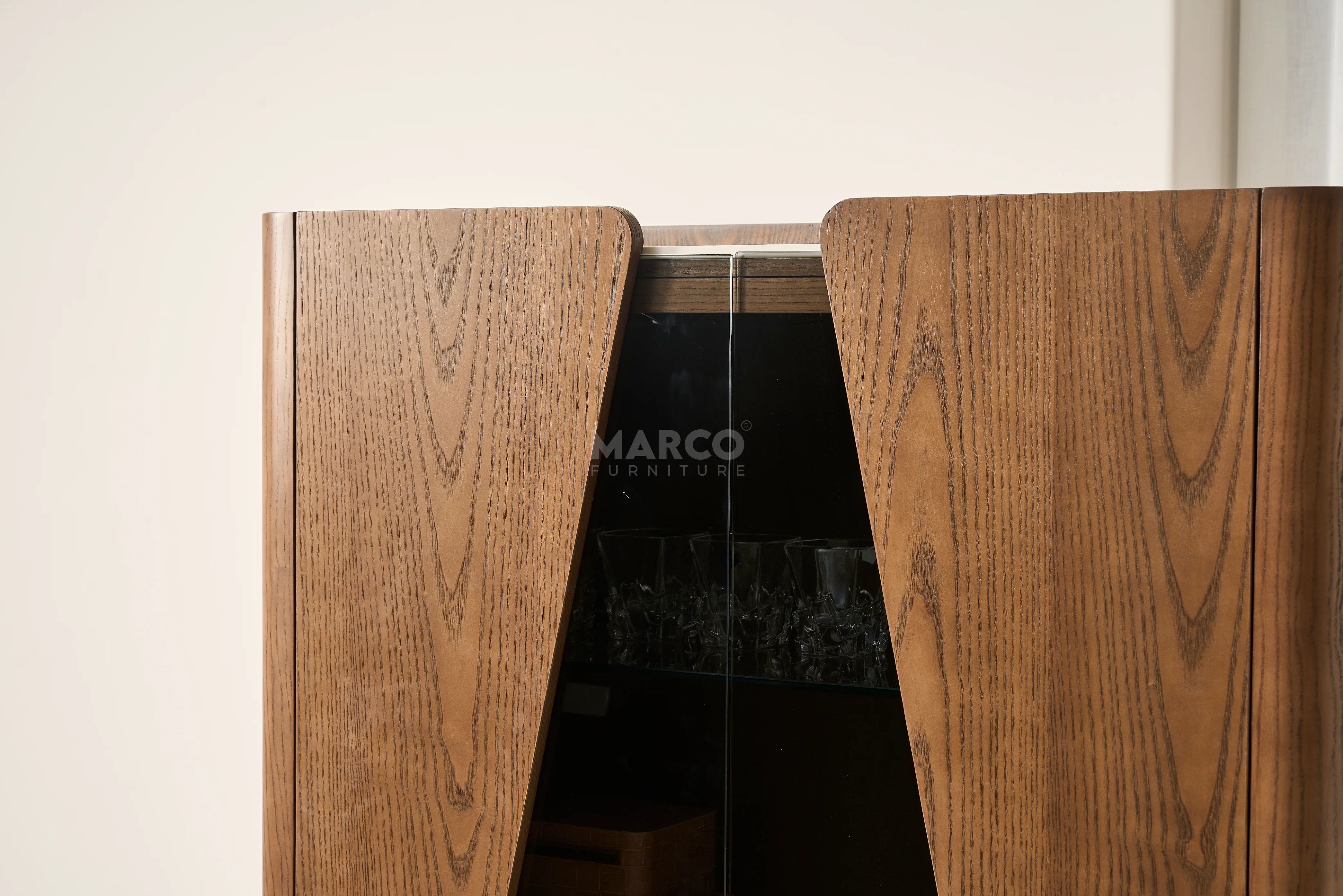 Copenhagen Sintered Stone Top Bar Cabinet – Glass Display Storage Unit - Image 4
