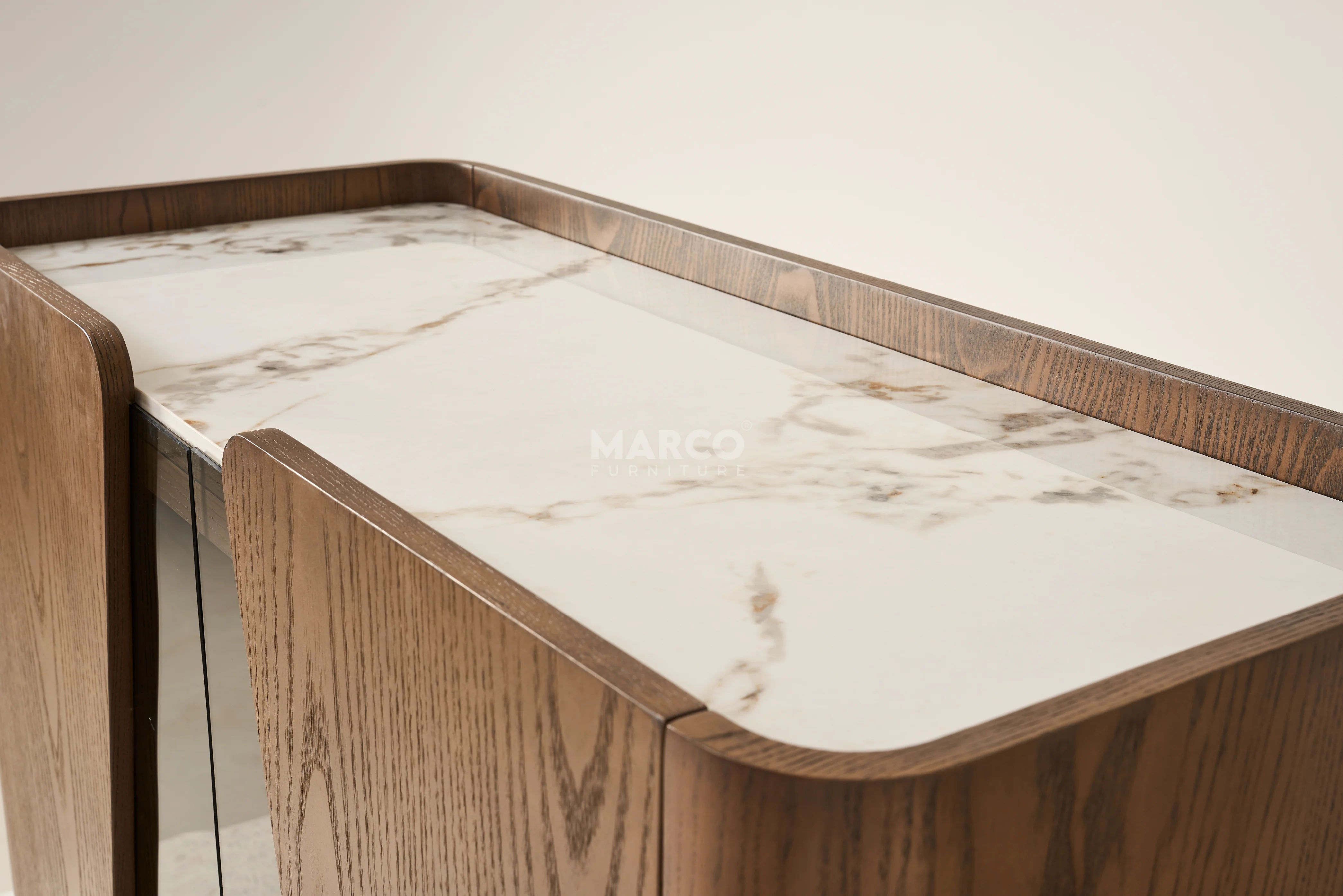 Copenhagen Sintered Stone Top Bar Cabinet – Glass Display Storage Unit - Image 5