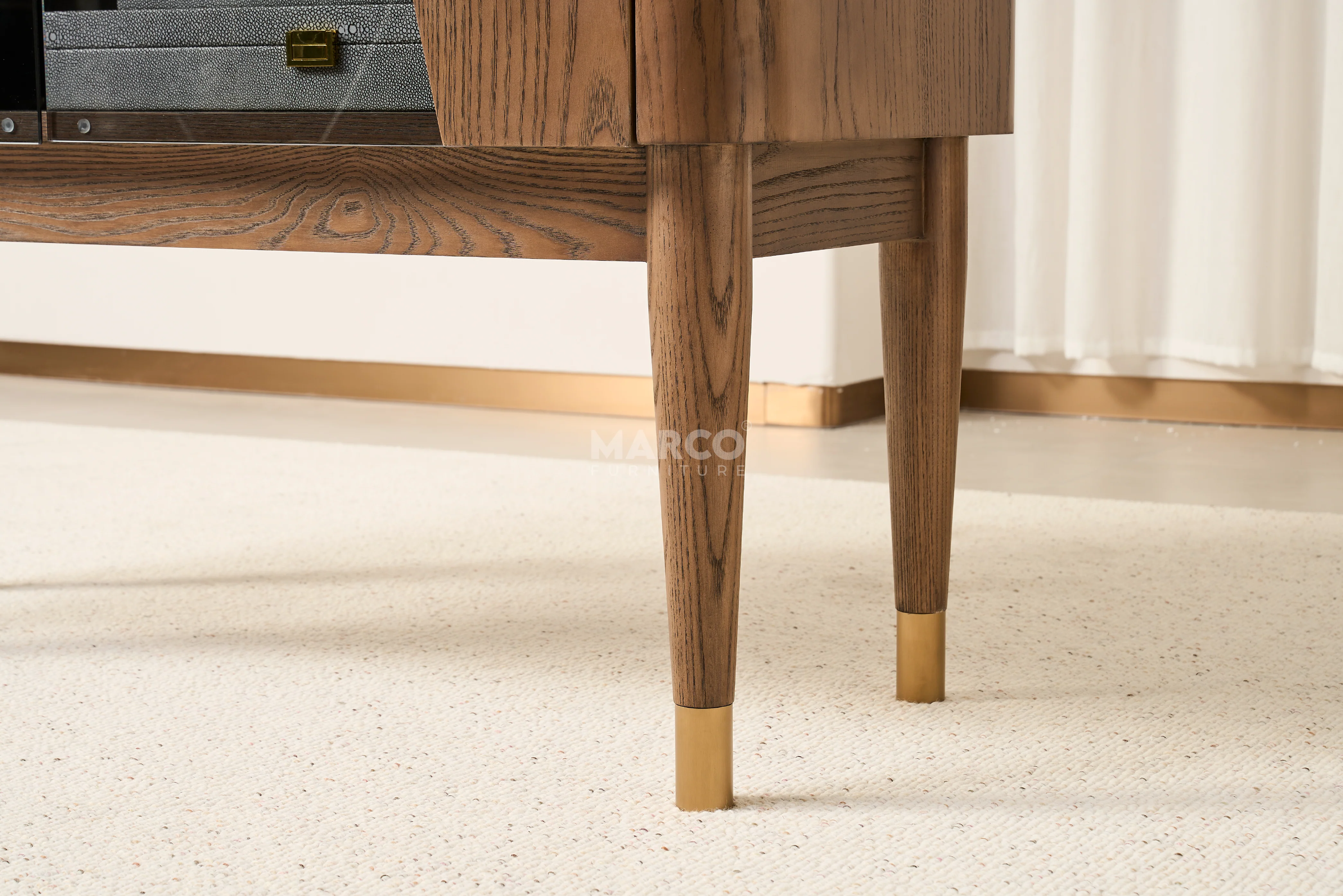 Copenhagen Sintered Stone Top Bar Cabinet – Glass Display Storage Unit - Image 7