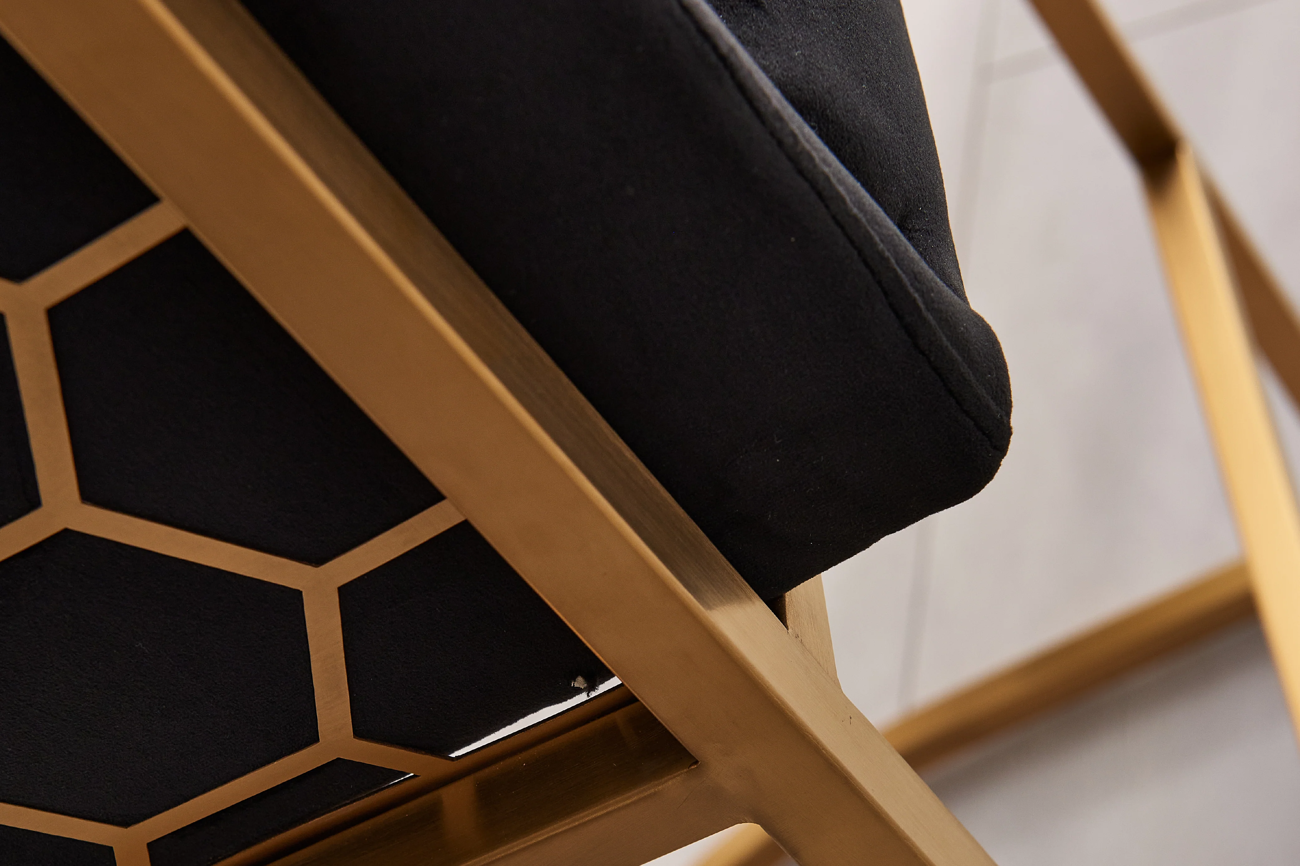 Honeycomb Black Velvet Armchair – Modern Accent Chair - Image 5