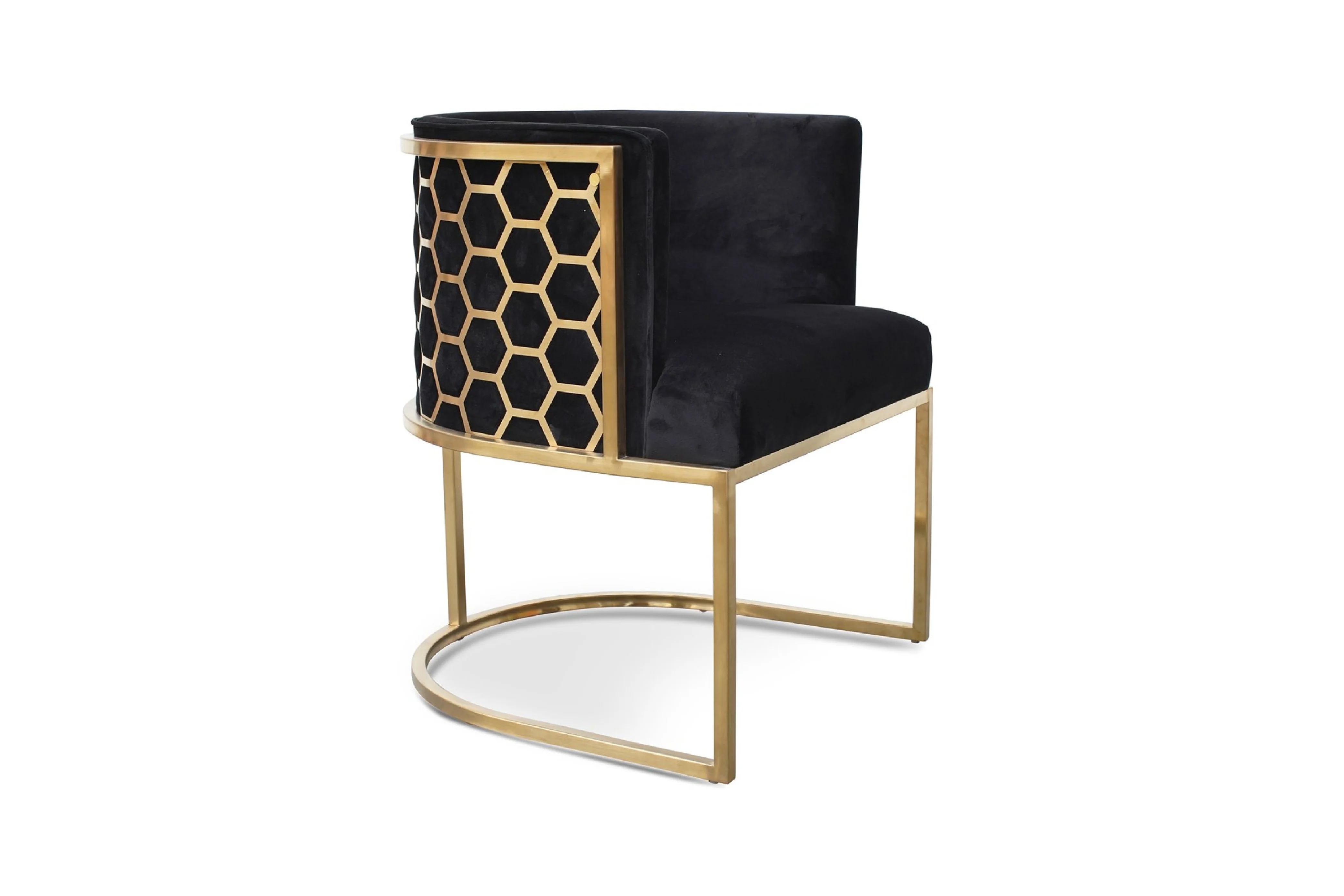 Honeycomb Black Velvet Armchair – Modern Accent Chair - Image 6