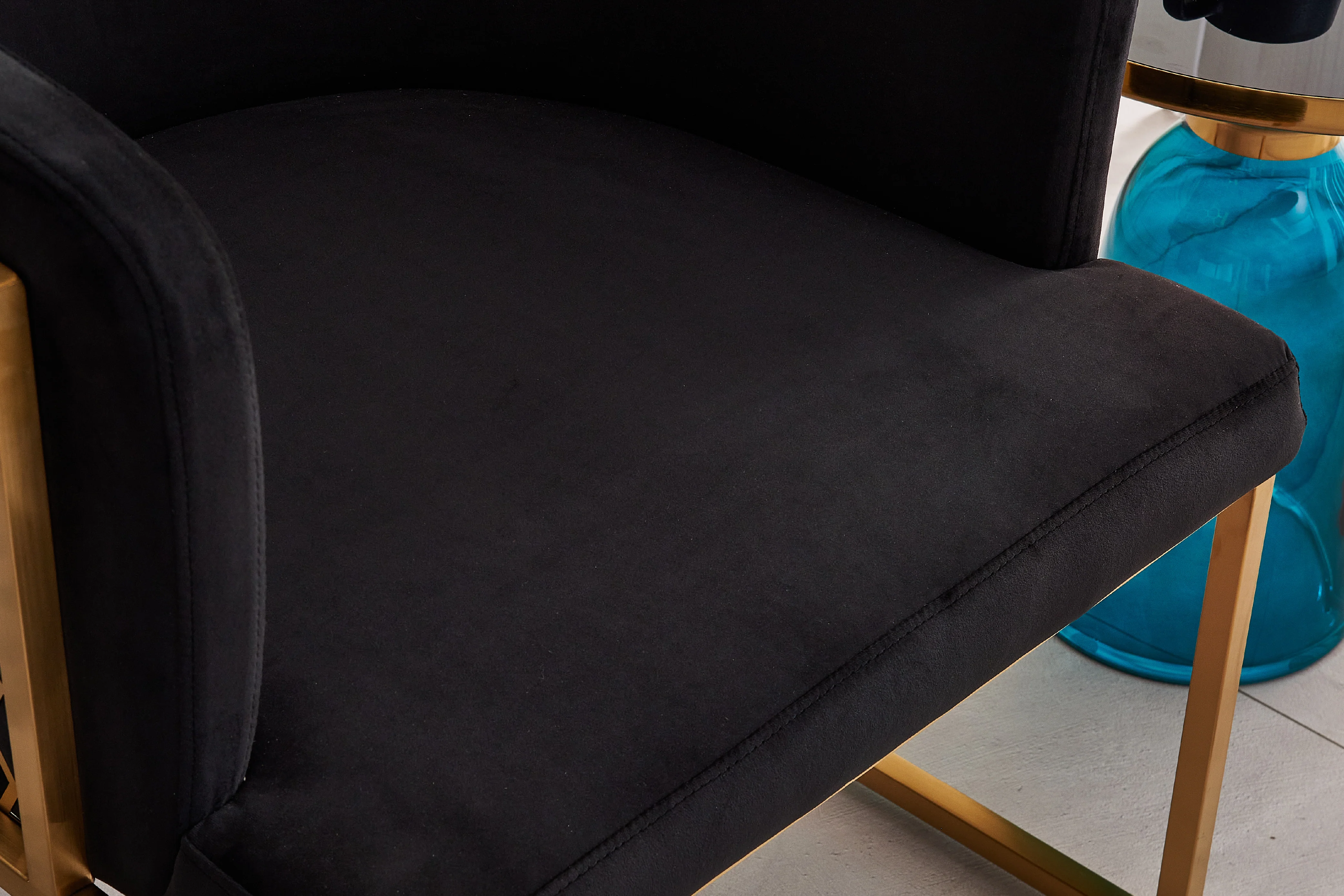 Honeycomb Black Velvet Armchair – Modern Accent Chair - Image 7