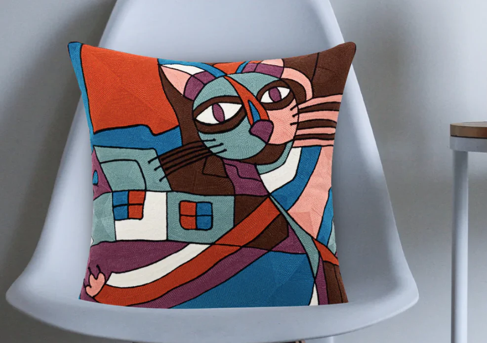 Meow Abstract Cat Cushion - Image 3