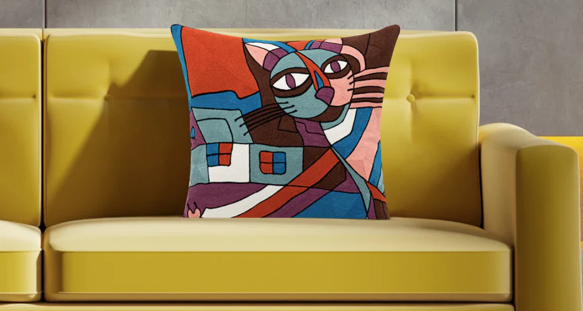 Meow Abstract Cat Cushion - Image 4