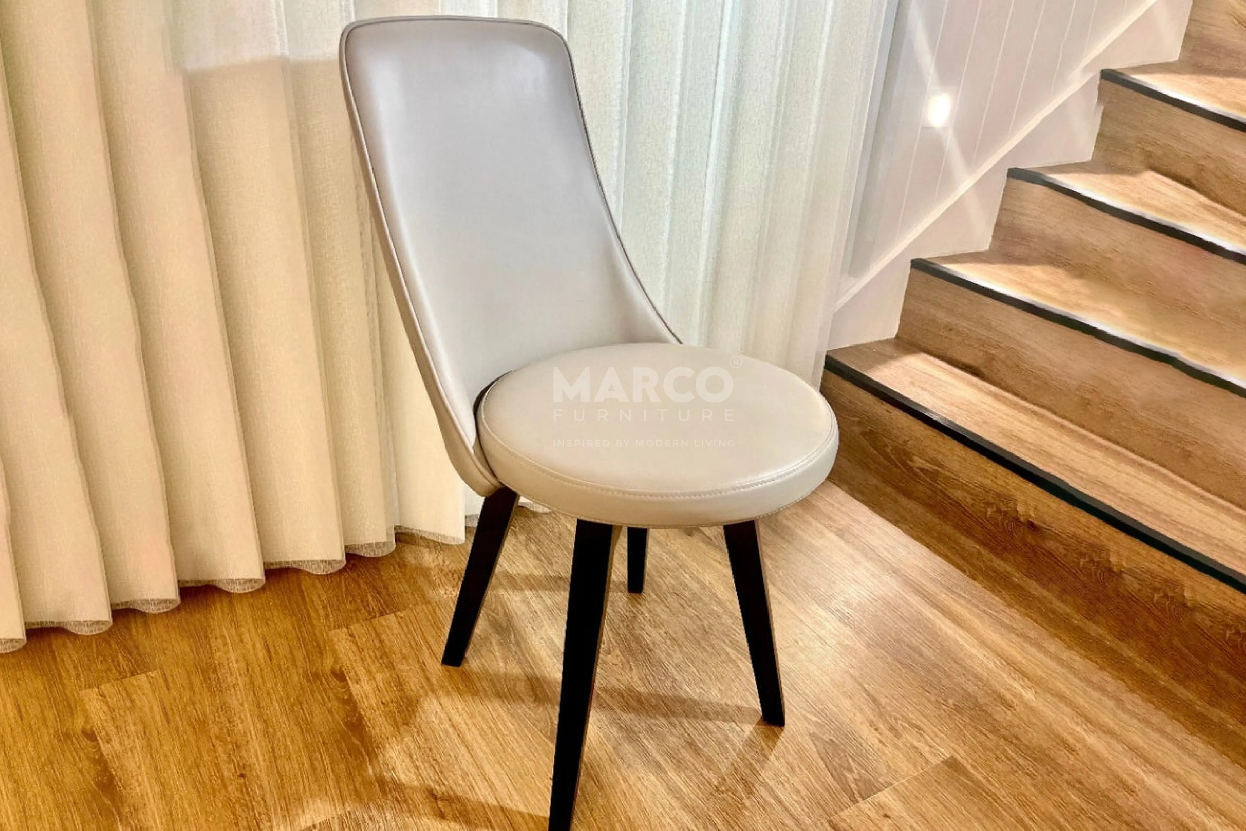 Polo Grey Leather Swivel Dining Chair – High Back Kitchen Seat - Image 3
