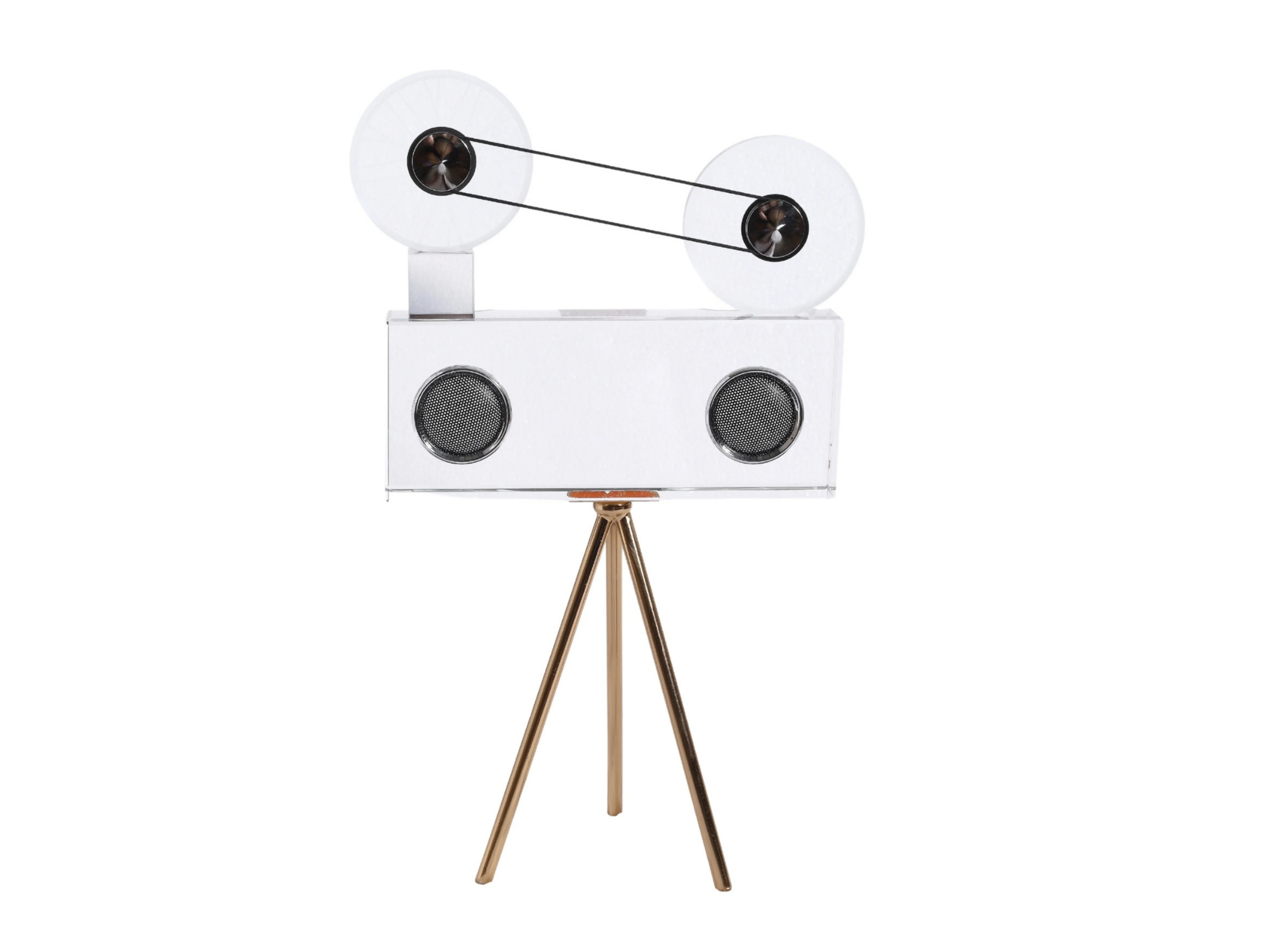 Crystal Film Reel Camera Sculpture – Vintage Tripod Decor - Image 3