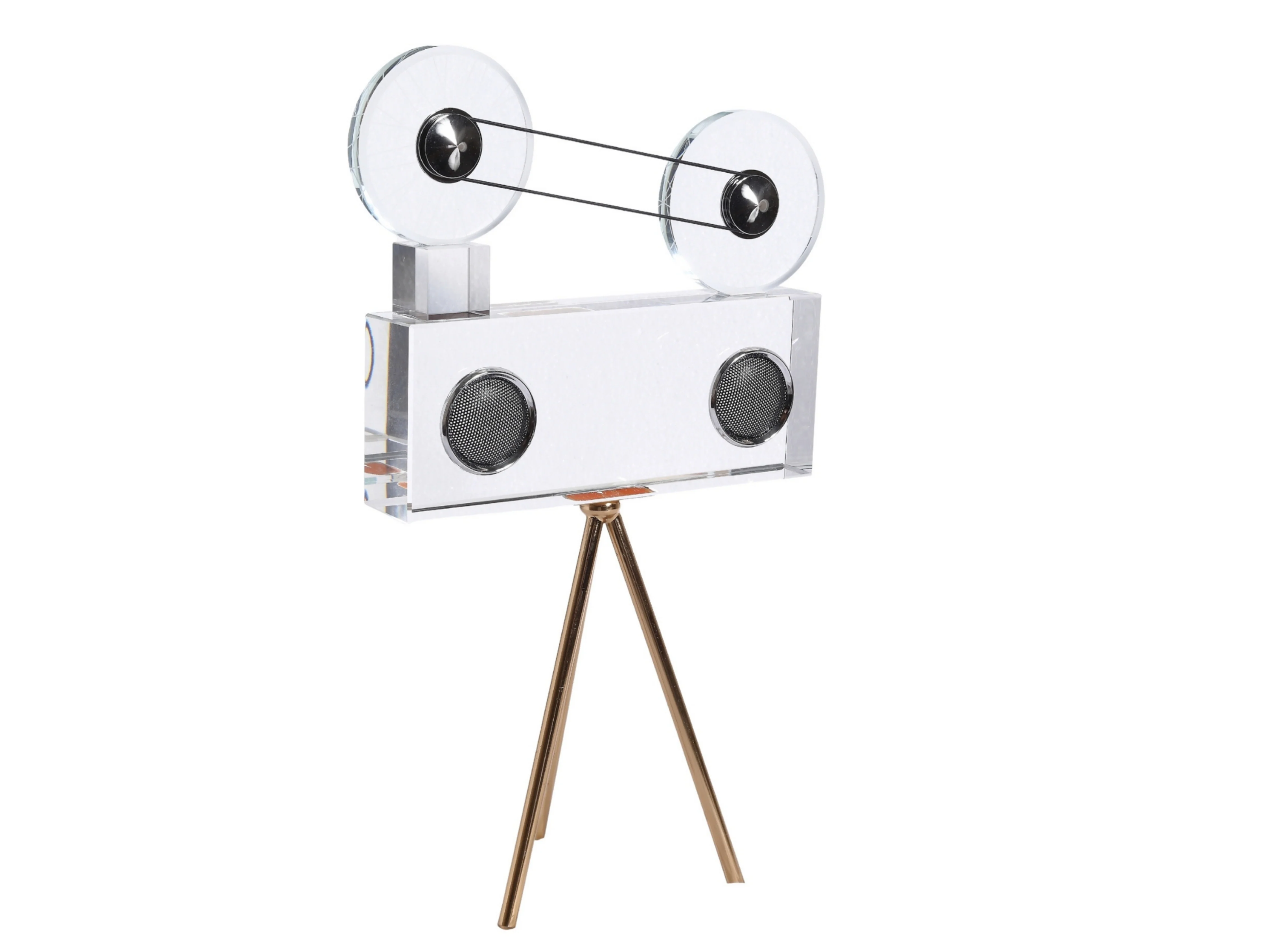 Crystal Film Reel Camera Sculpture – Vintage Tripod Decor - Image 4