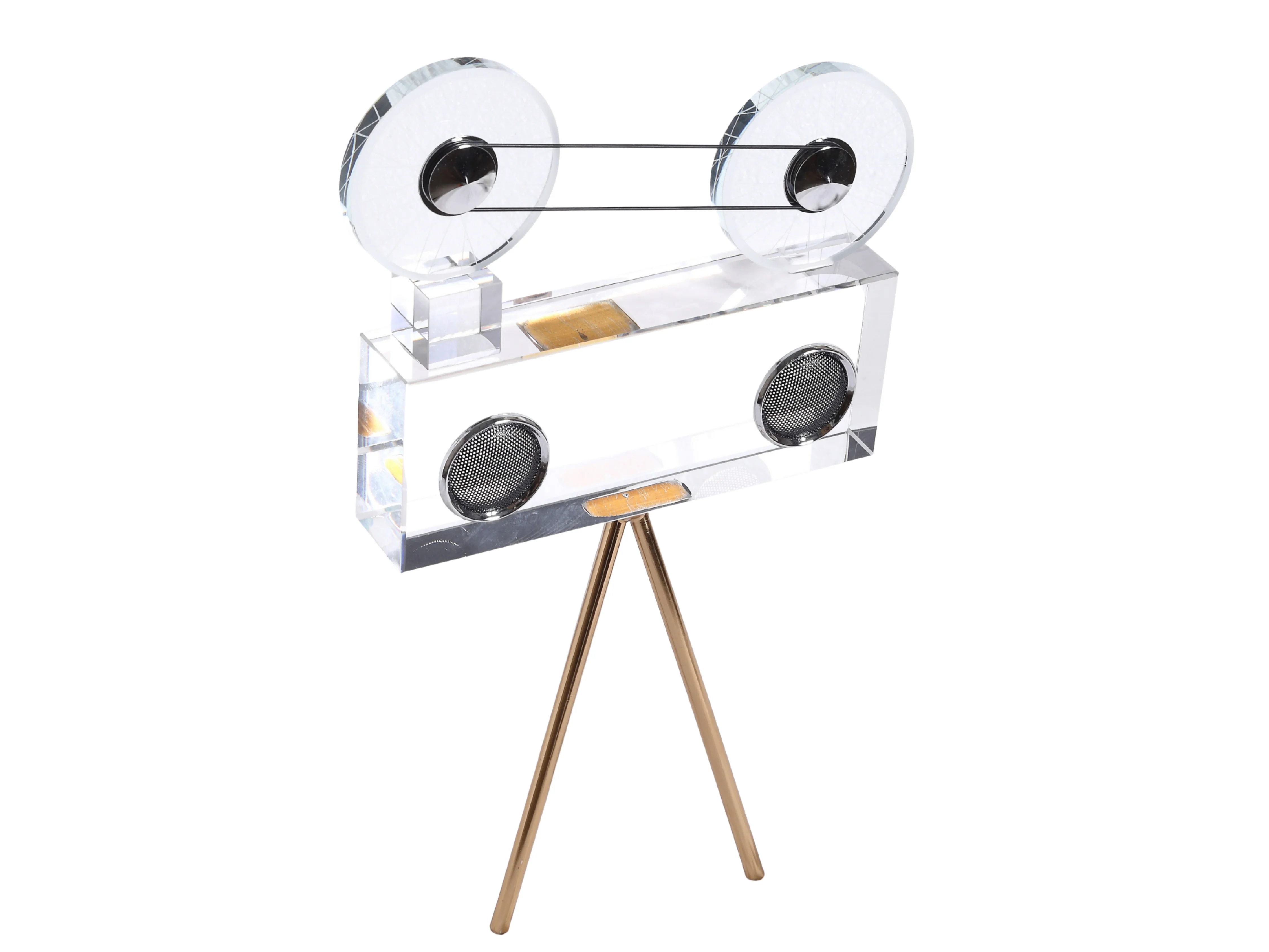 Crystal Film Reel Camera Sculpture – Vintage Tripod Decor - Image 8