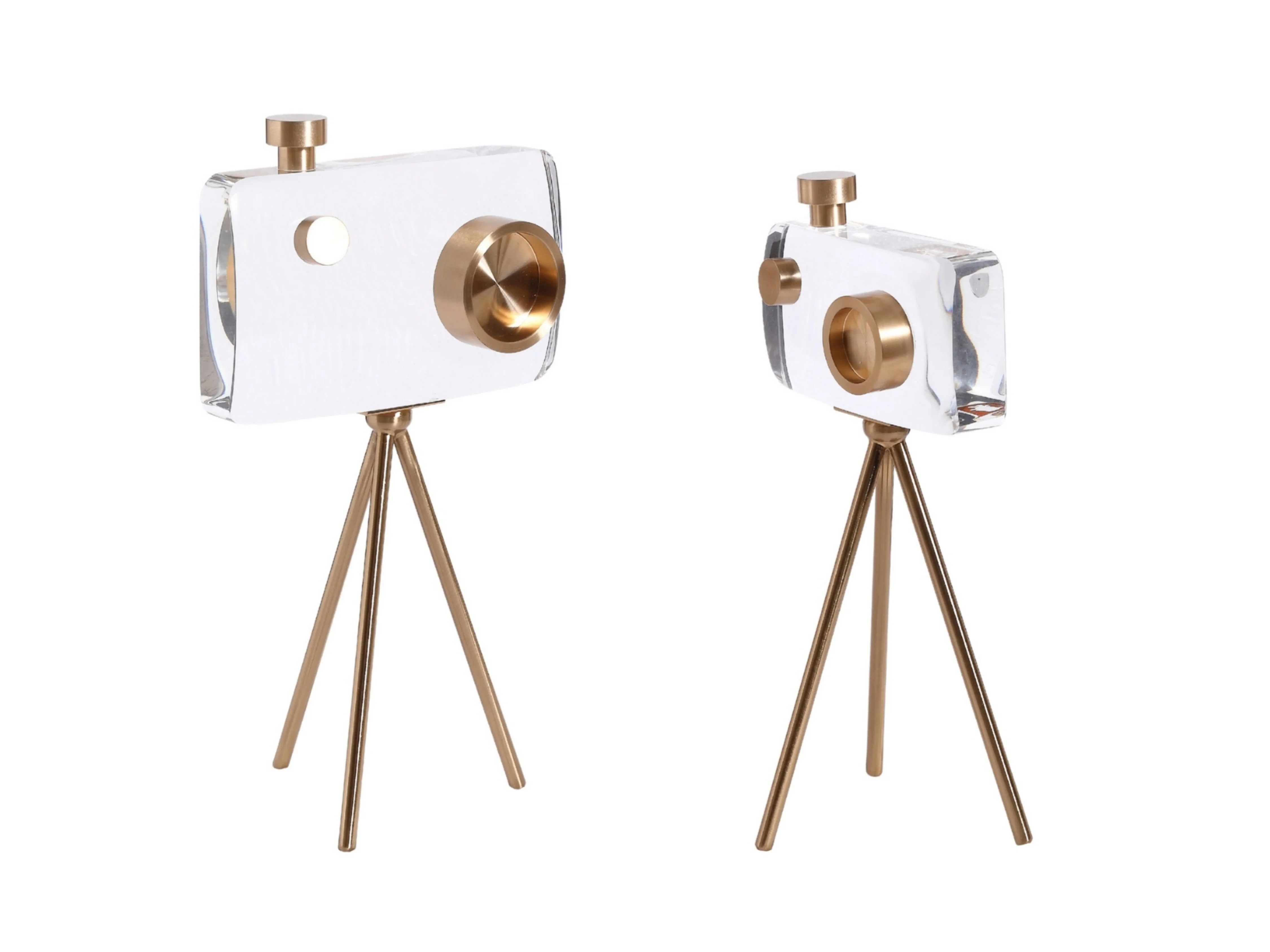 Crystal Gold Camera Decor Set – Modern Crystal Table Decor - Image 10