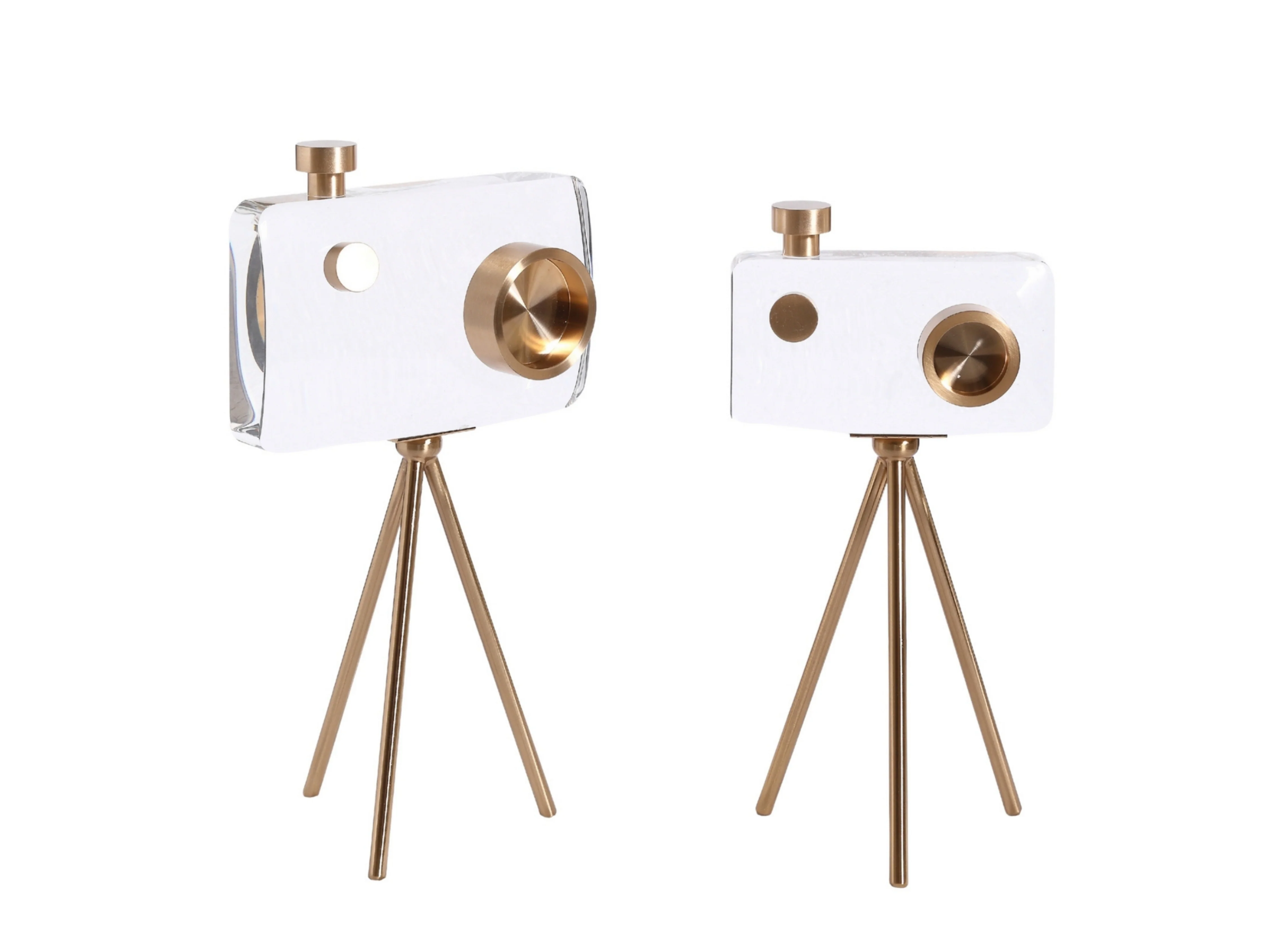 Crystal Gold Camera Decor Set – Modern Crystal Table Decor - Image 11
