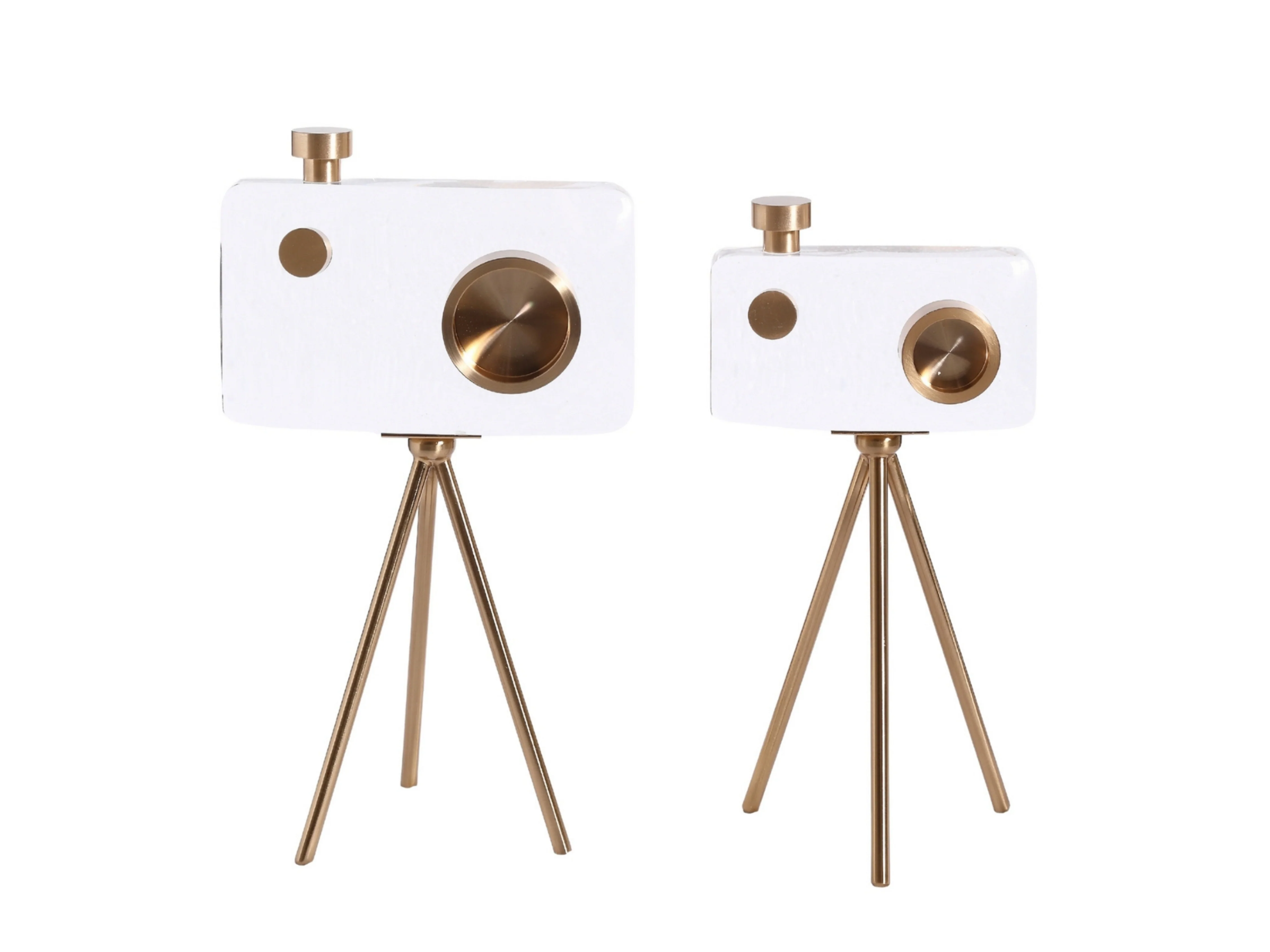 Crystal Gold Camera Decor Set – Modern Crystal Table Decor - Image 3