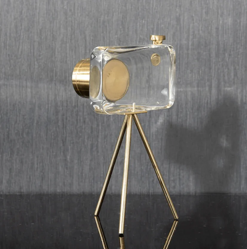 Crystal Gold Camera Decor Set – Modern Crystal Table Decor - Image 7